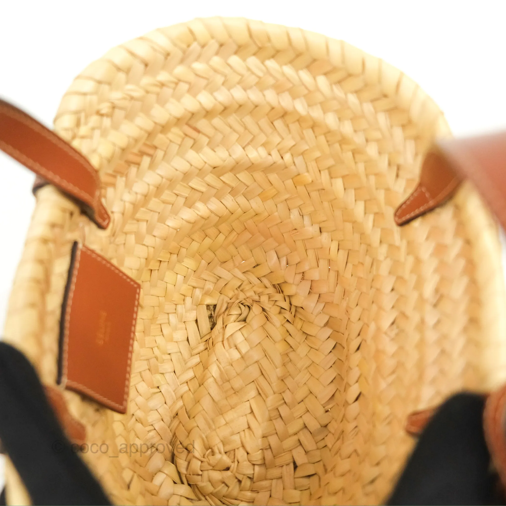 Celine Nano Triomphe Panier Palm Leaves Calfskin Tan
