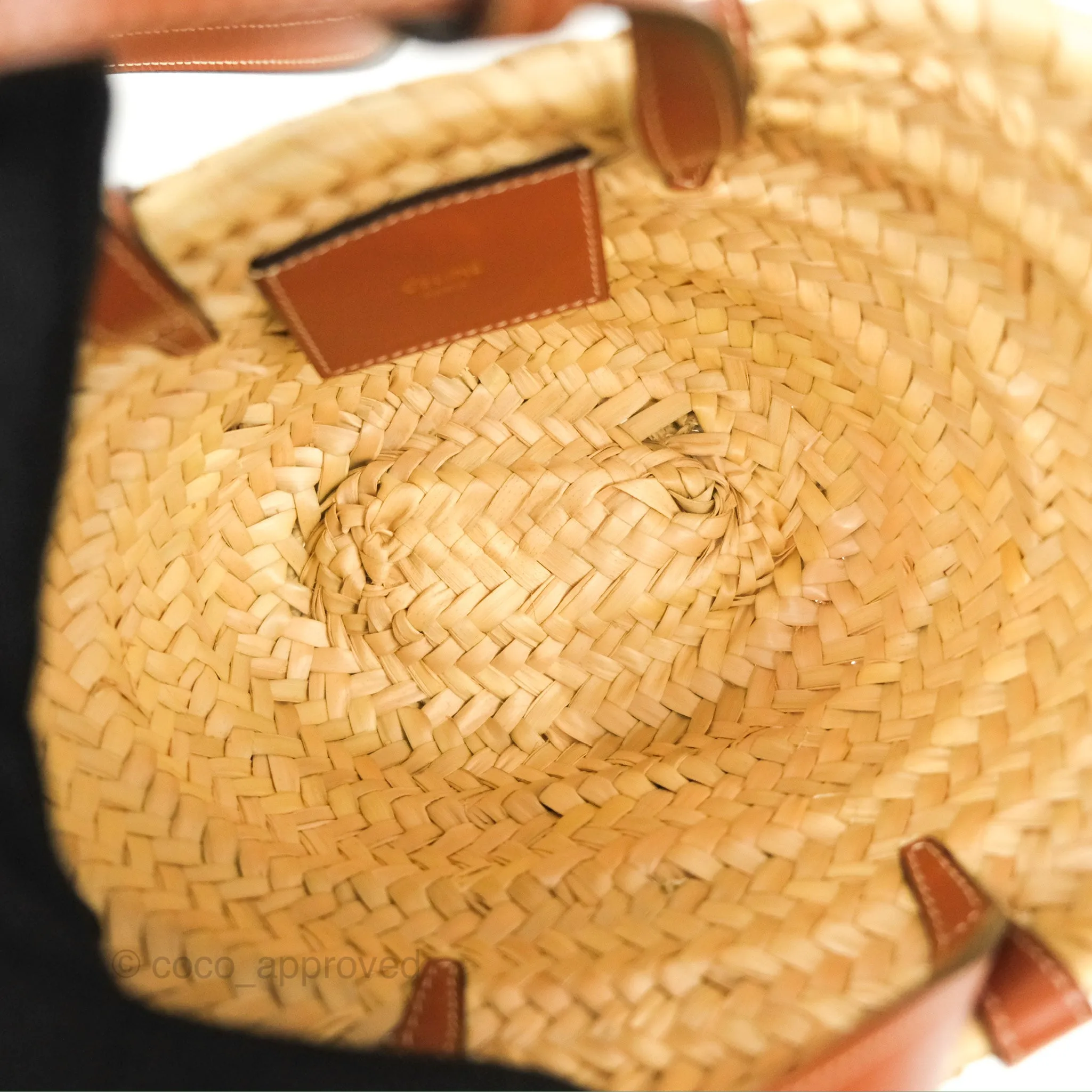 Celine Nano Triomphe Panier Palm Leaves Calfskin Tan