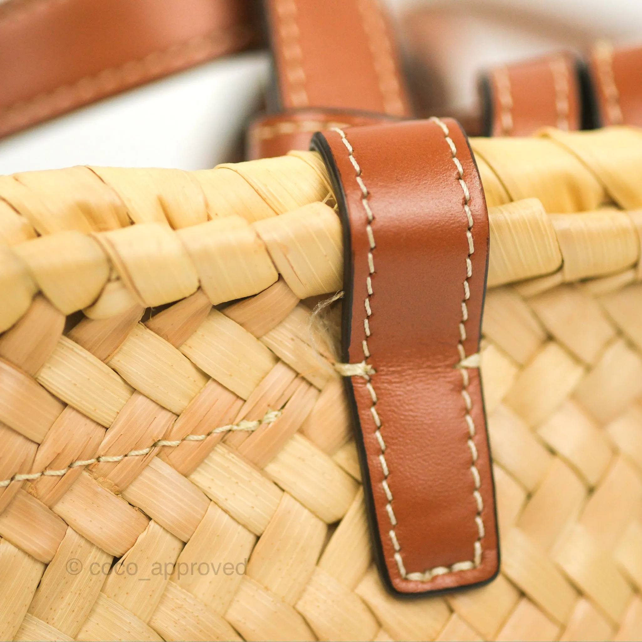 Celine Nano Triomphe Panier Palm Leaves Calfskin Tan