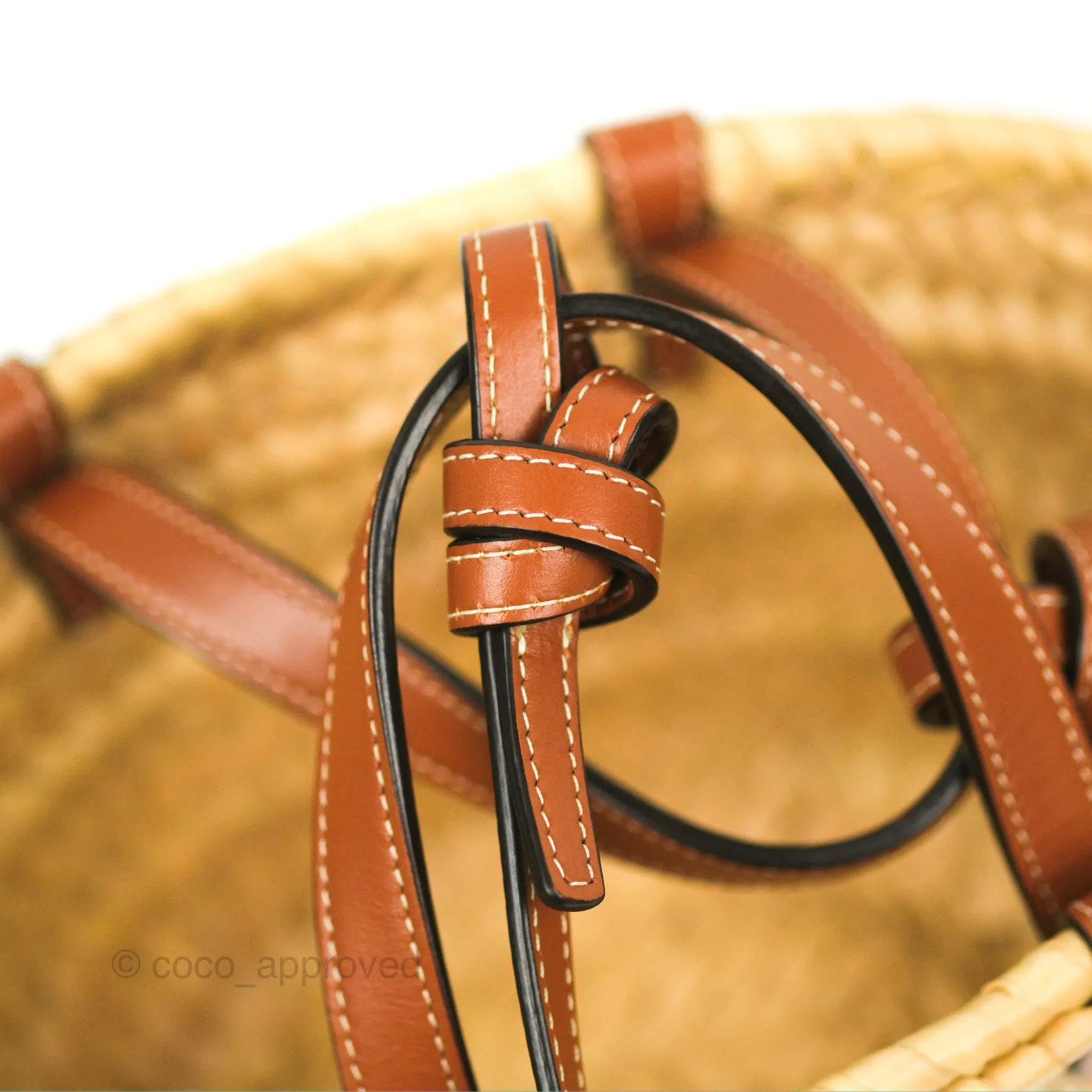 Celine Nano Triomphe Panier Palm Leaves Calfskin Tan