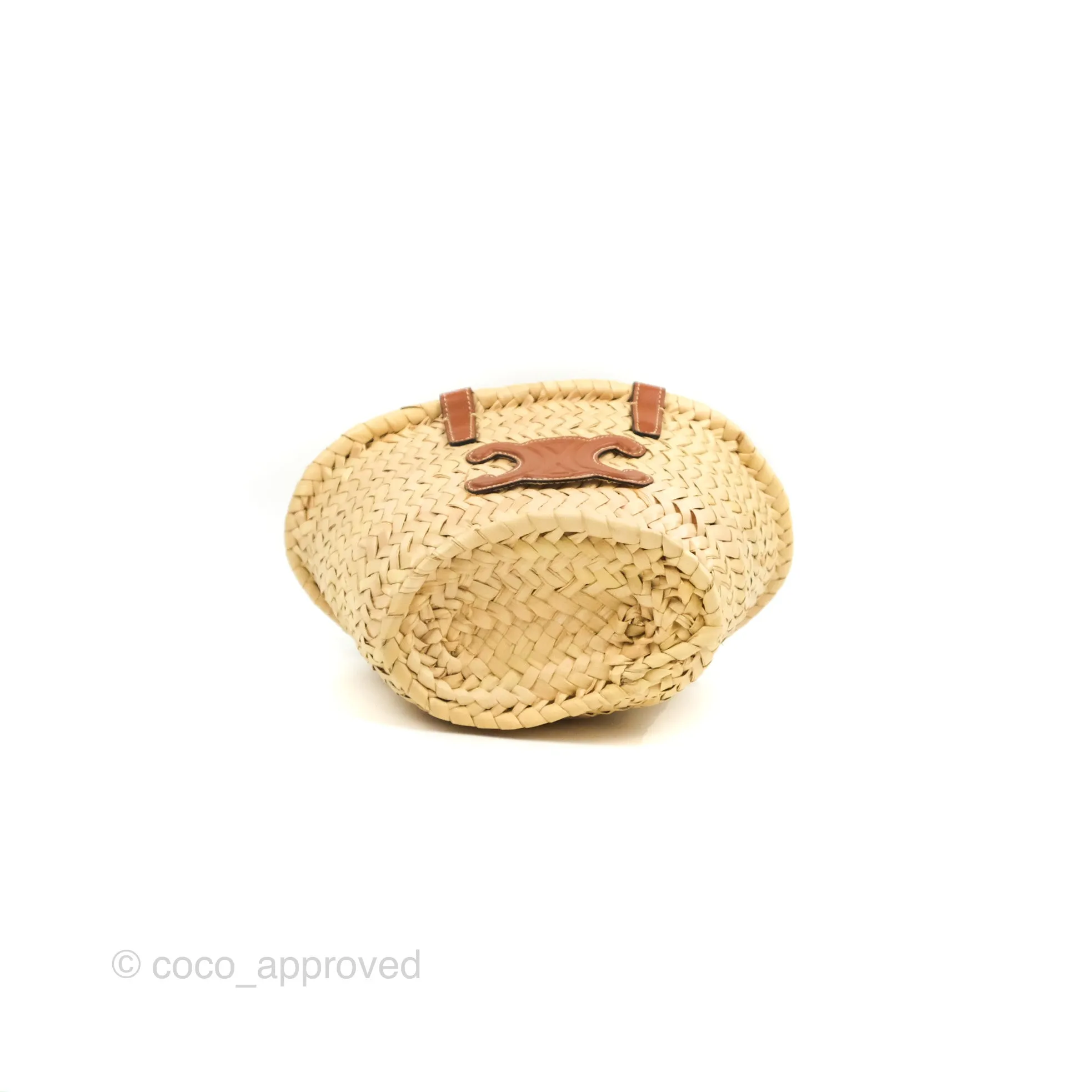 Celine Nano Triomphe Panier Palm Leaves Calfskin Tan