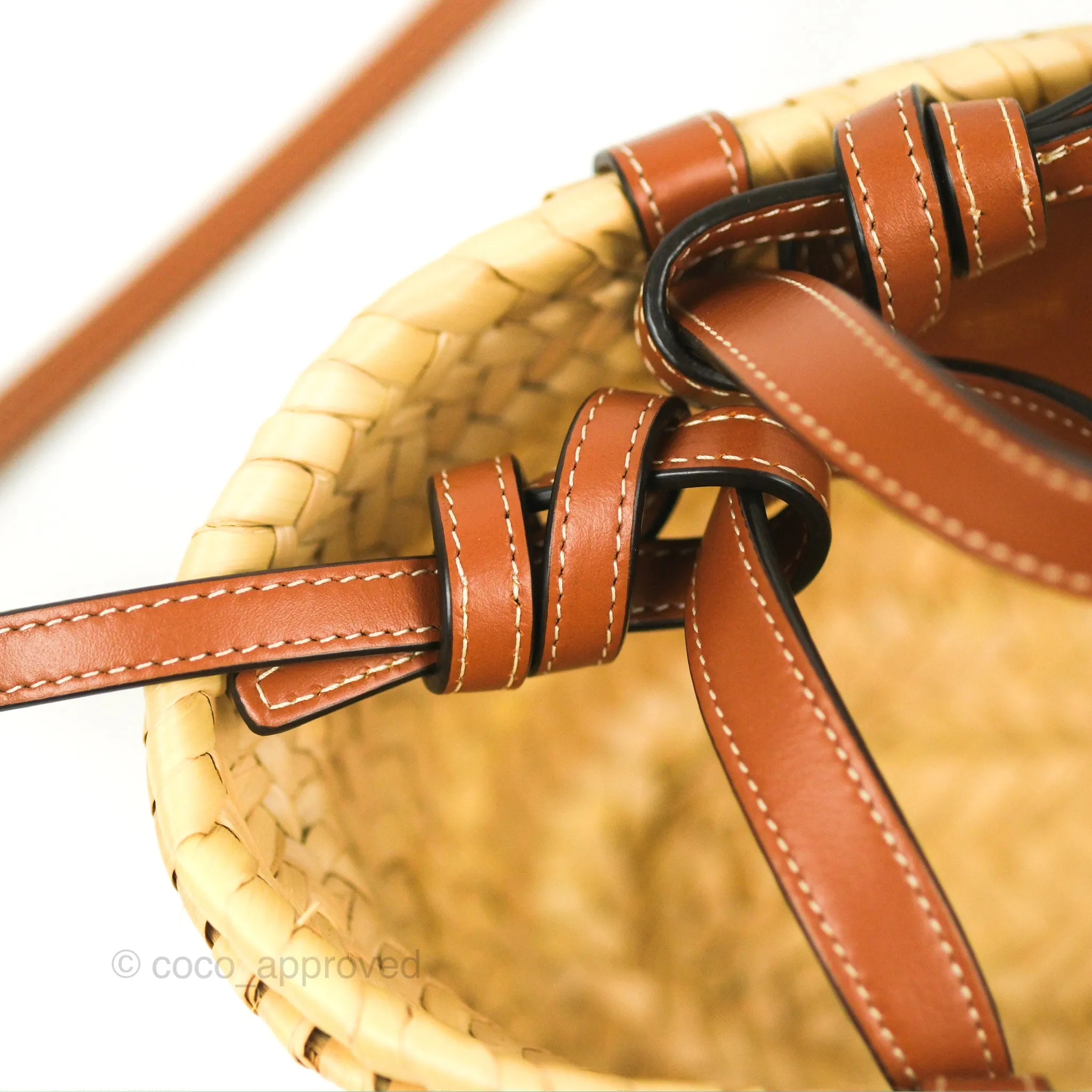Celine Nano Triomphe Panier Palm Leaves Calfskin Tan