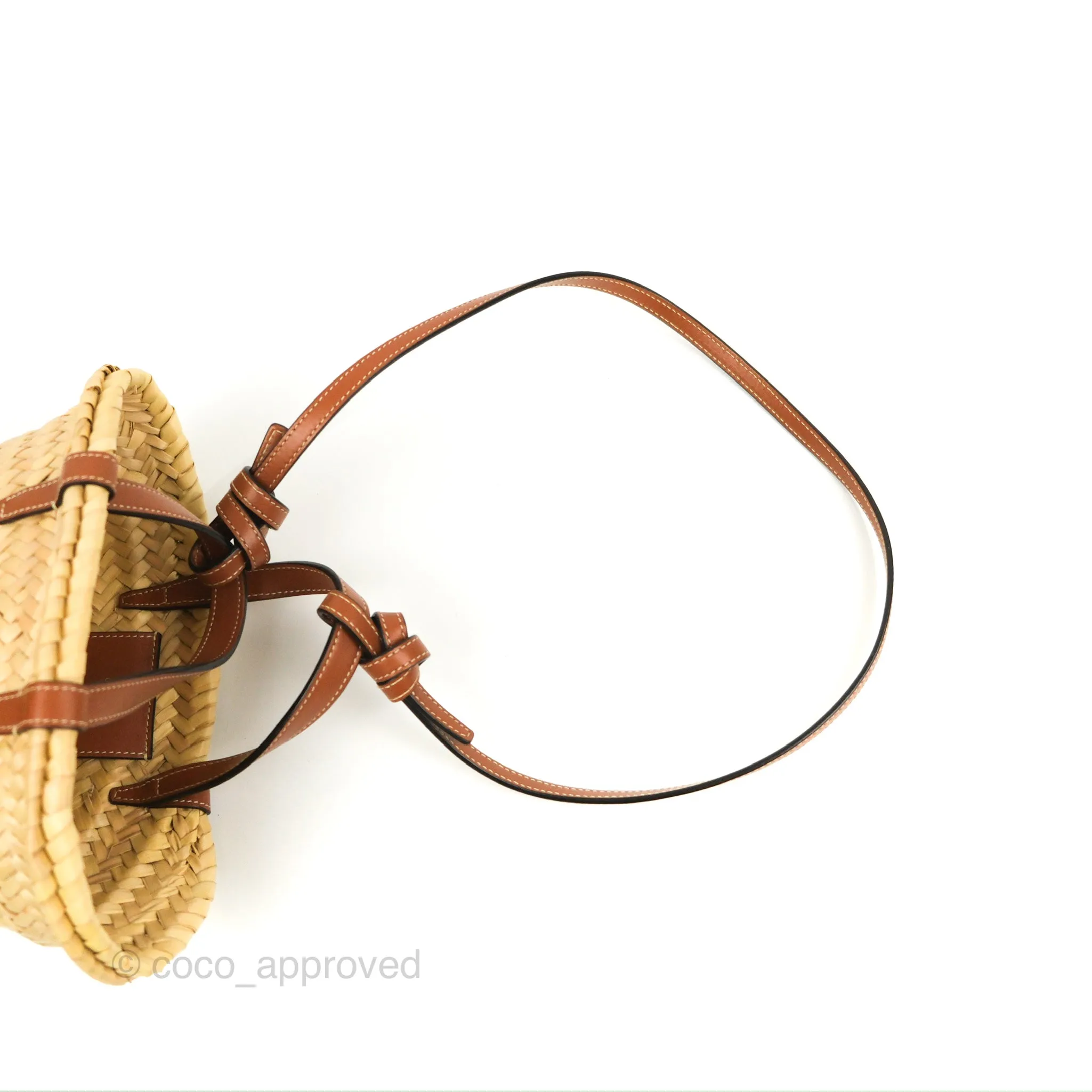 Celine Nano Triomphe Panier Palm Leaves Calfskin Tan