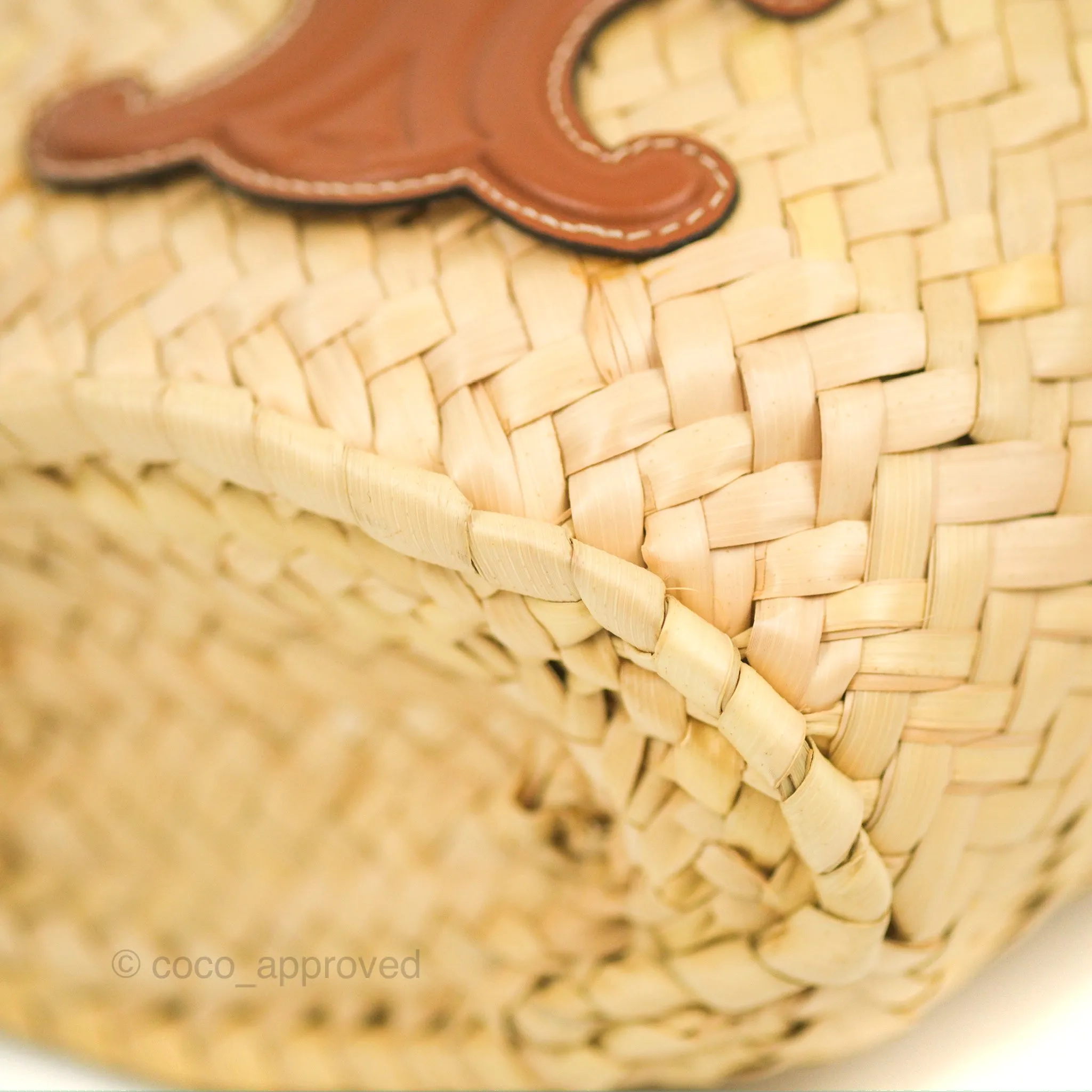 Celine Nano Triomphe Panier Palm Leaves Calfskin Tan