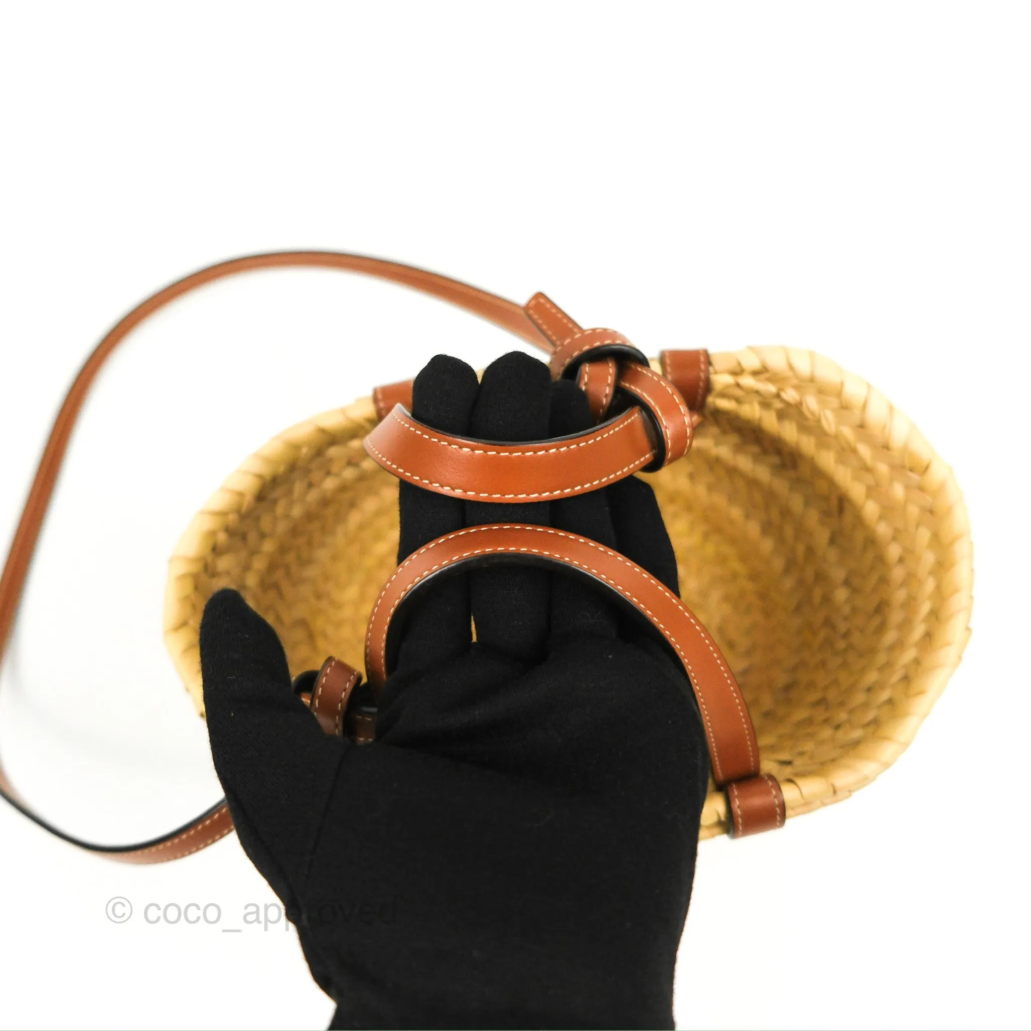 Celine Nano Triomphe Panier Palm Leaves Calfskin Tan