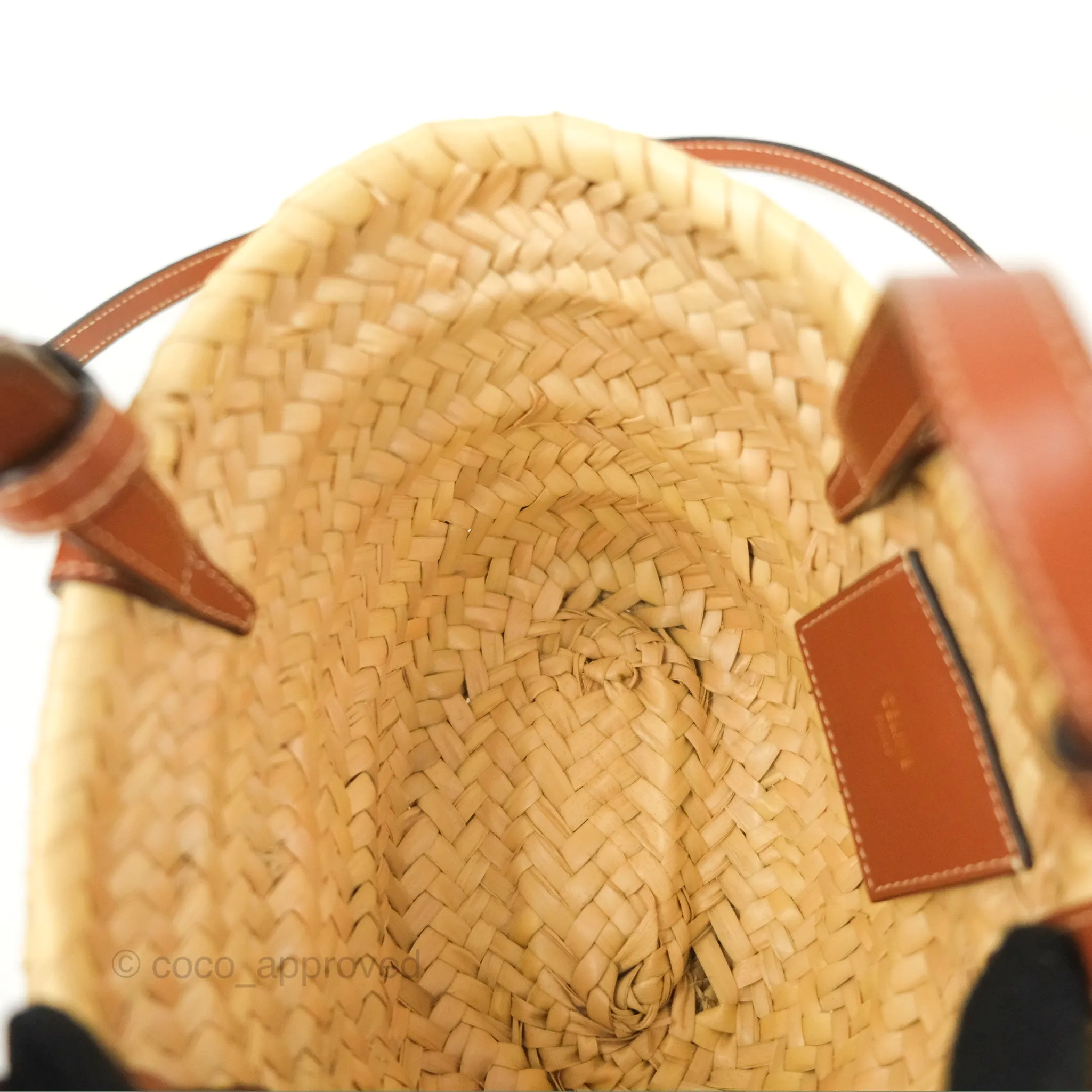 Celine Nano Triomphe Panier Palm Leaves Calfskin Tan