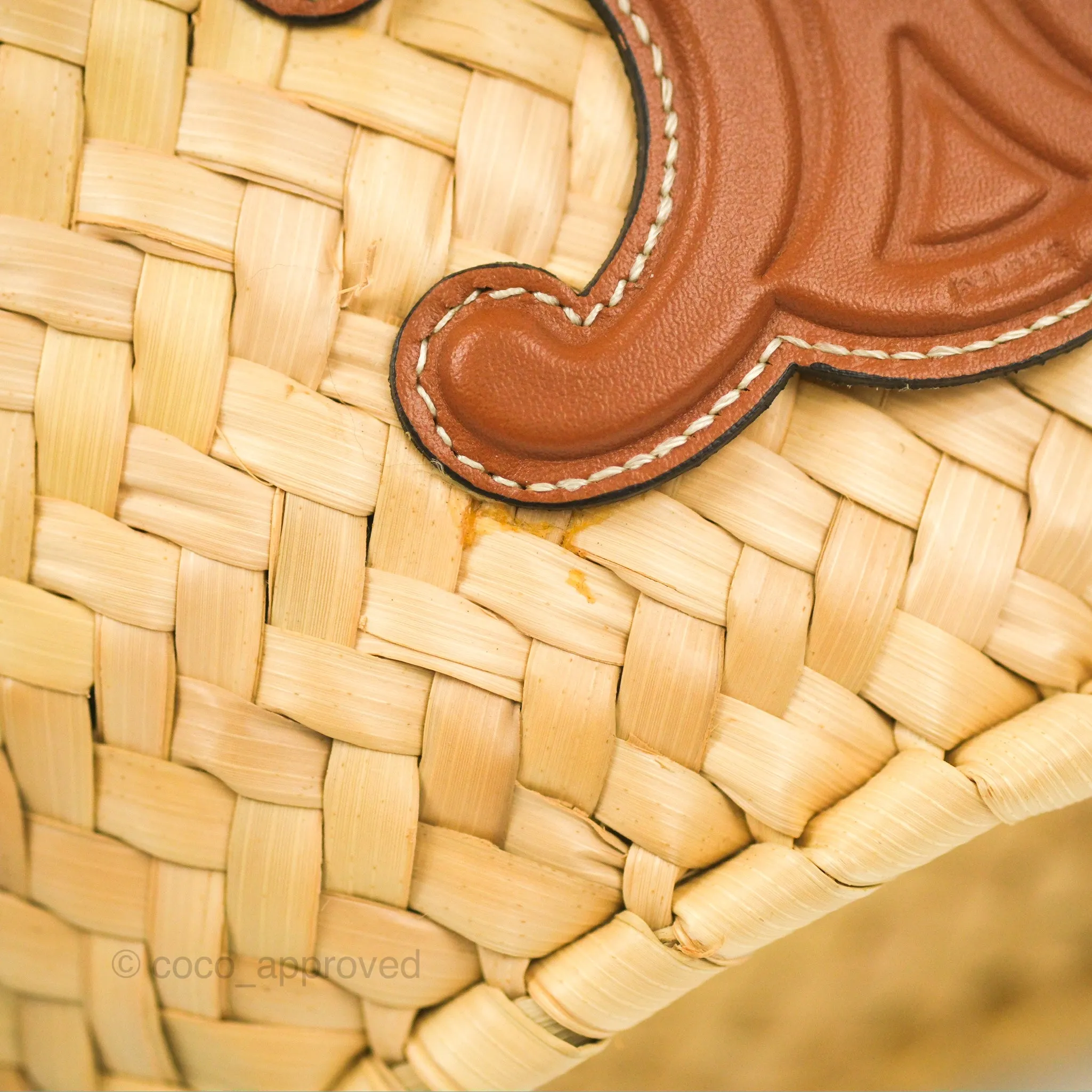 Celine Nano Triomphe Panier Palm Leaves Calfskin Tan