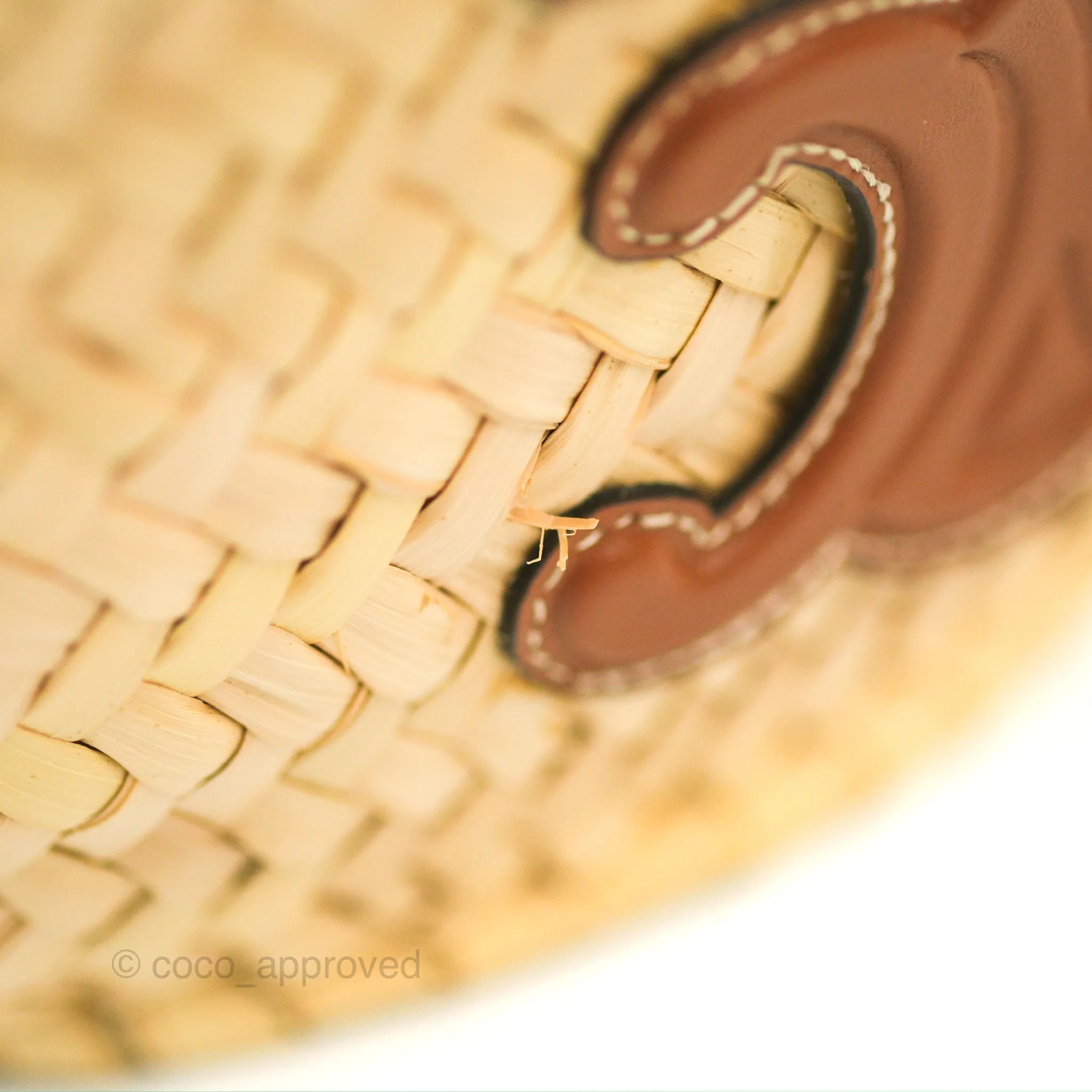 Celine Nano Triomphe Panier Palm Leaves Calfskin Tan
