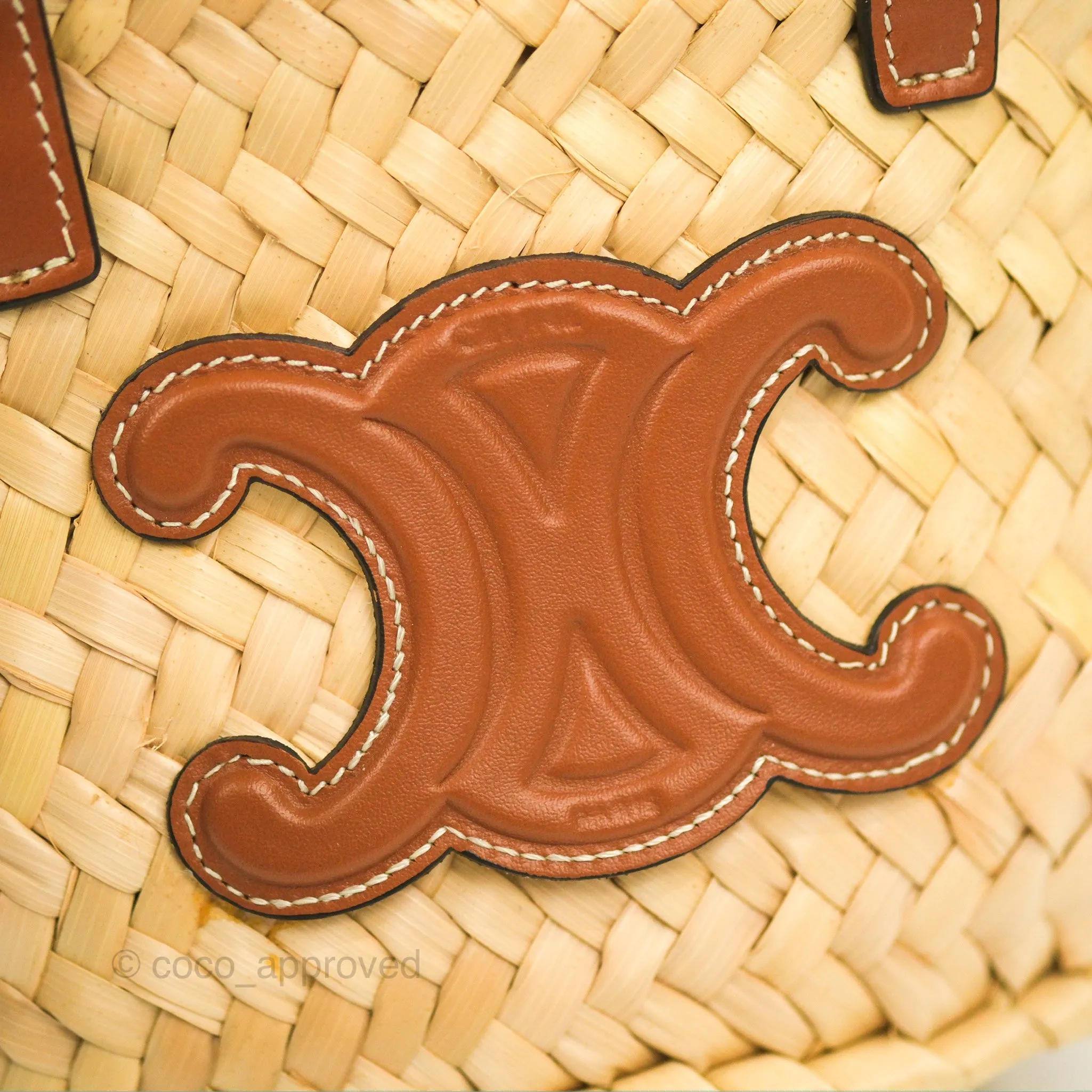 Celine Nano Triomphe Panier Palm Leaves Calfskin Tan