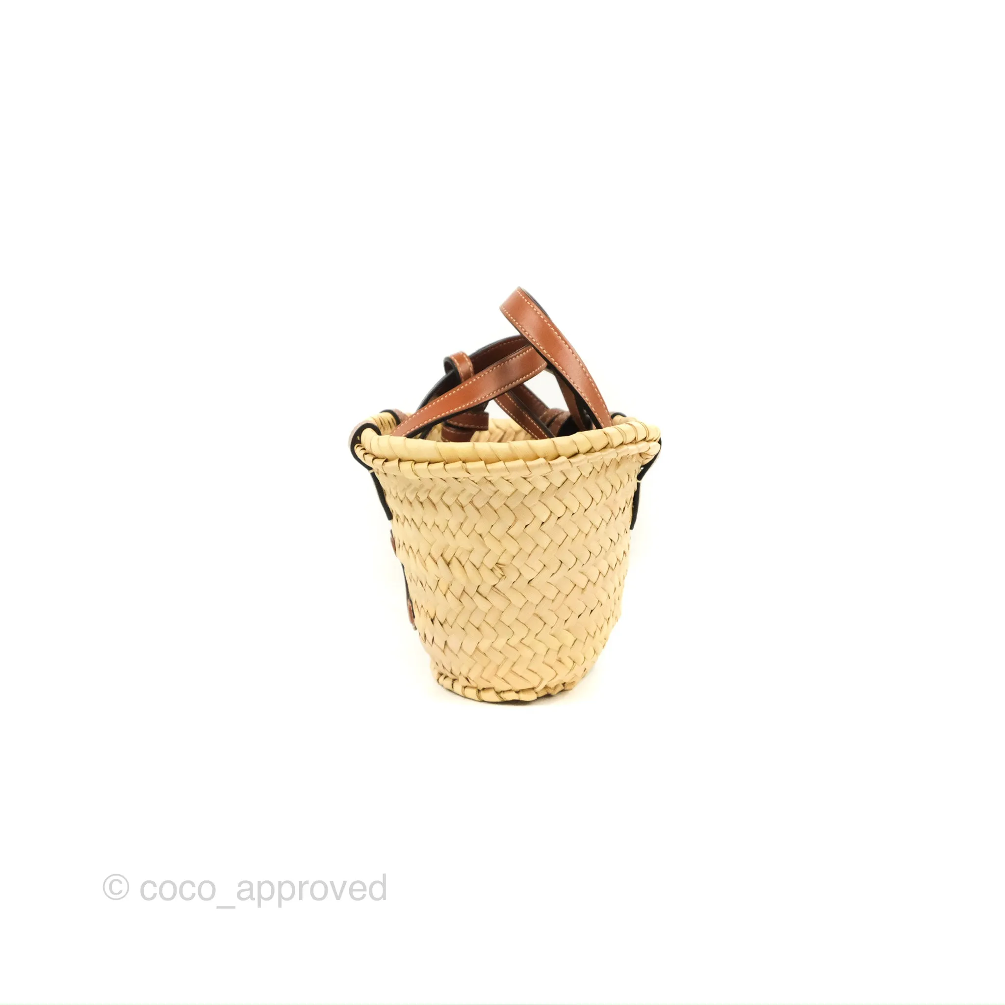 Celine Nano Triomphe Panier Palm Leaves Calfskin Tan