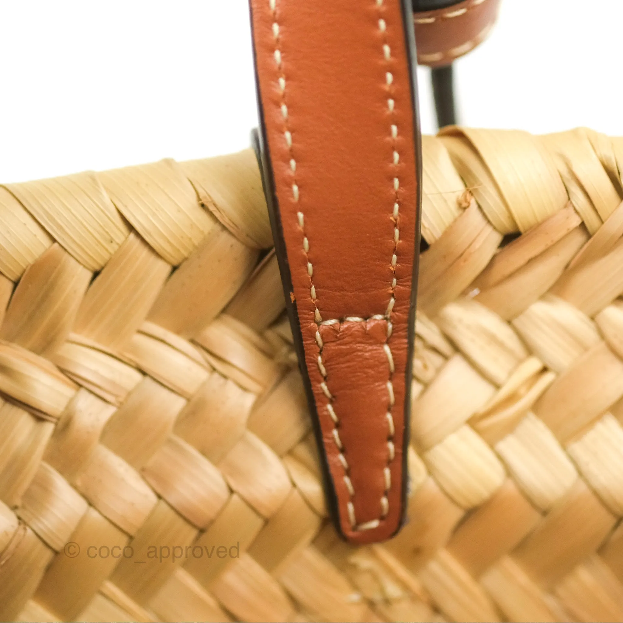 Celine Nano Triomphe Panier Palm Leaves Calfskin Tan