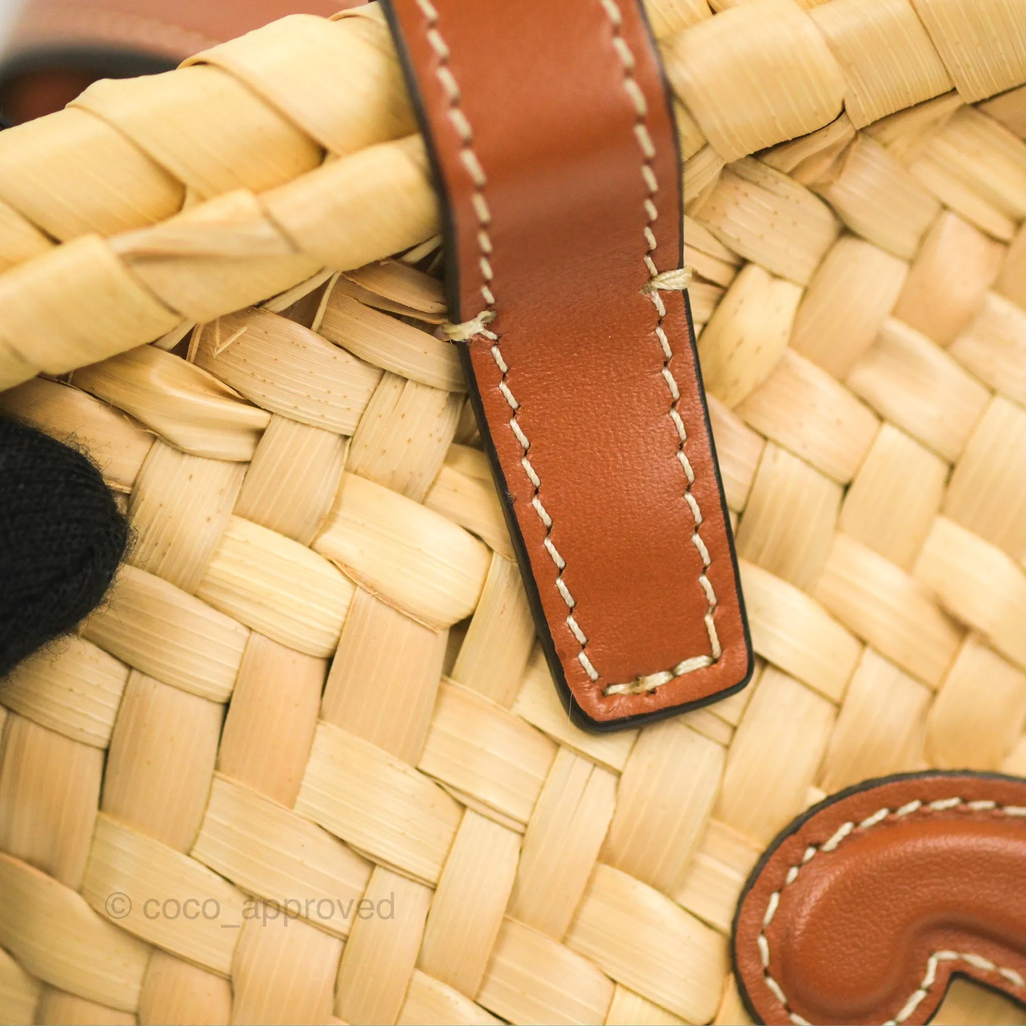 Celine Nano Triomphe Panier Palm Leaves Calfskin Tan