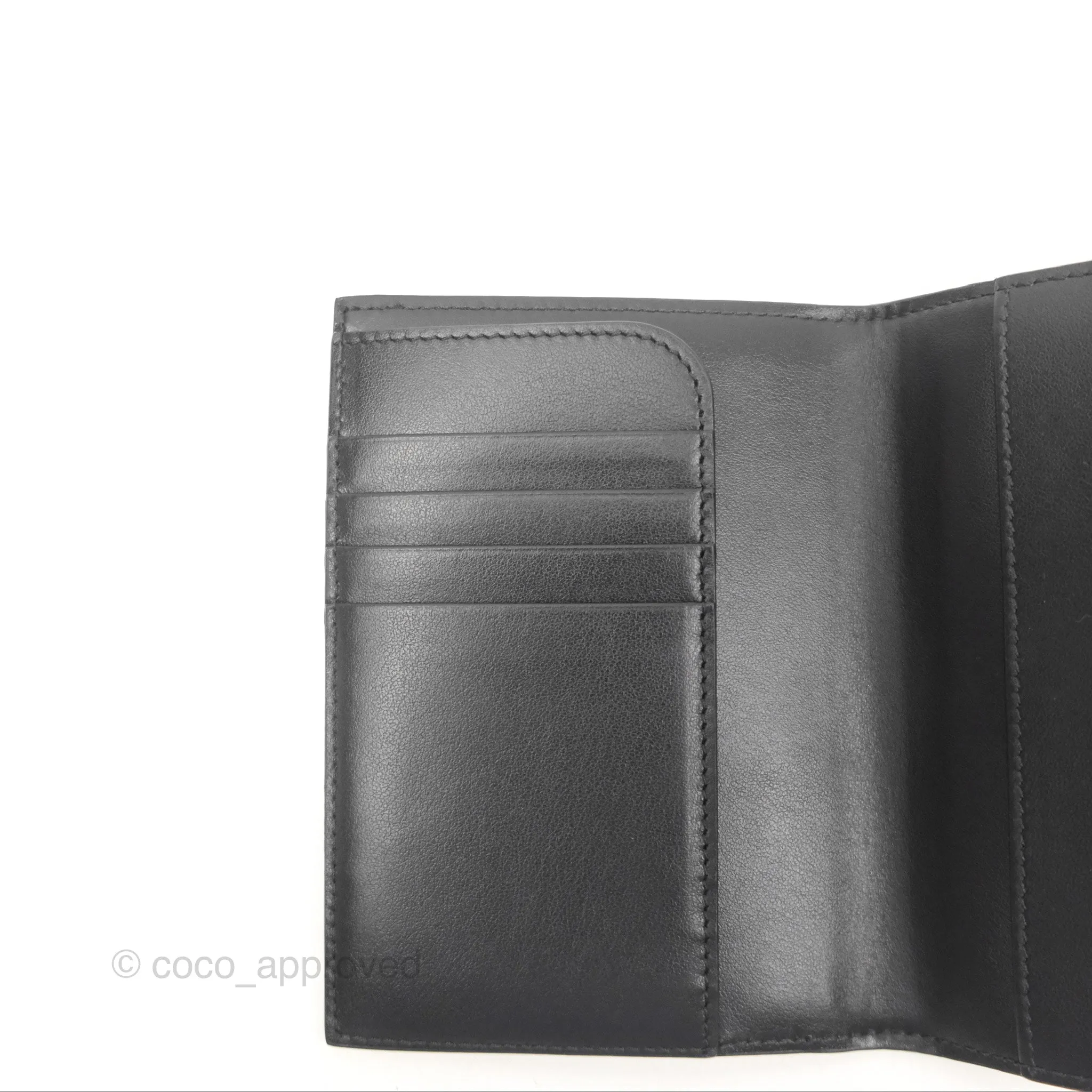 Celine Passport Cover Triomphe Canvas Black Calfskin