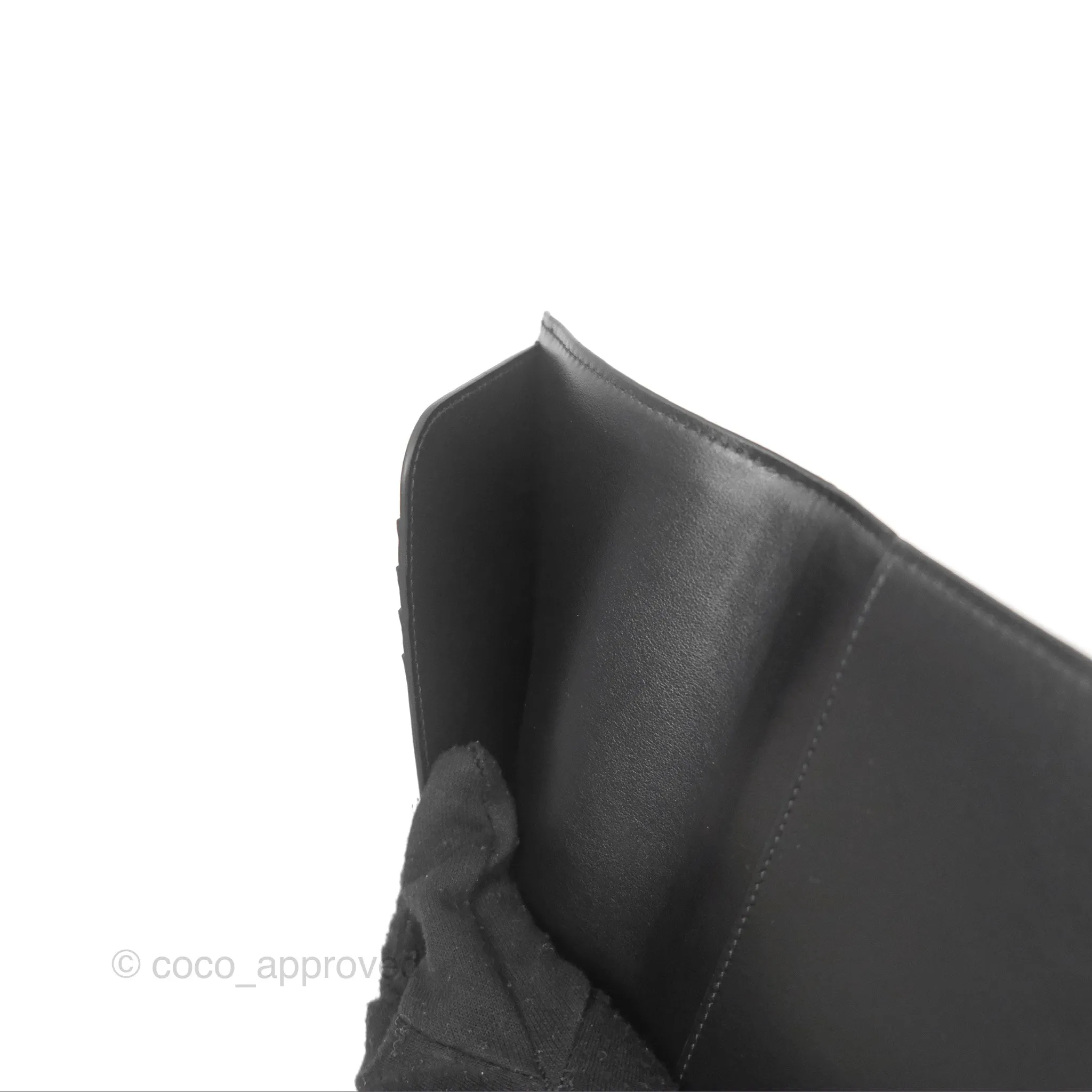 Celine Passport Cover Triomphe Canvas Black Calfskin
