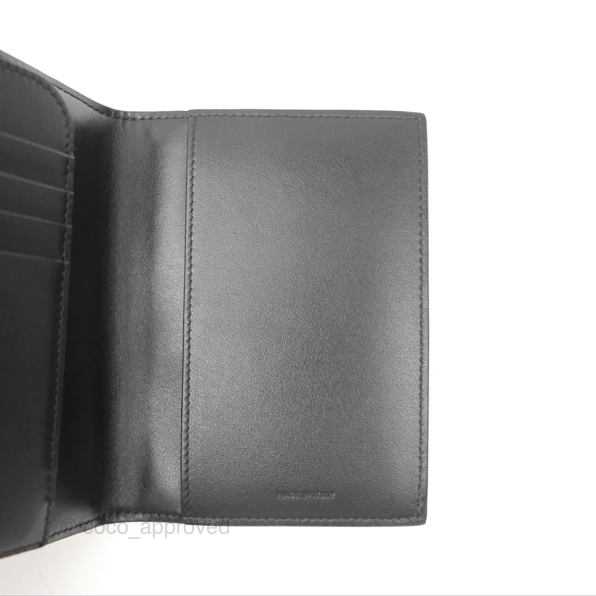 Celine Passport Cover Triomphe Canvas Black Calfskin