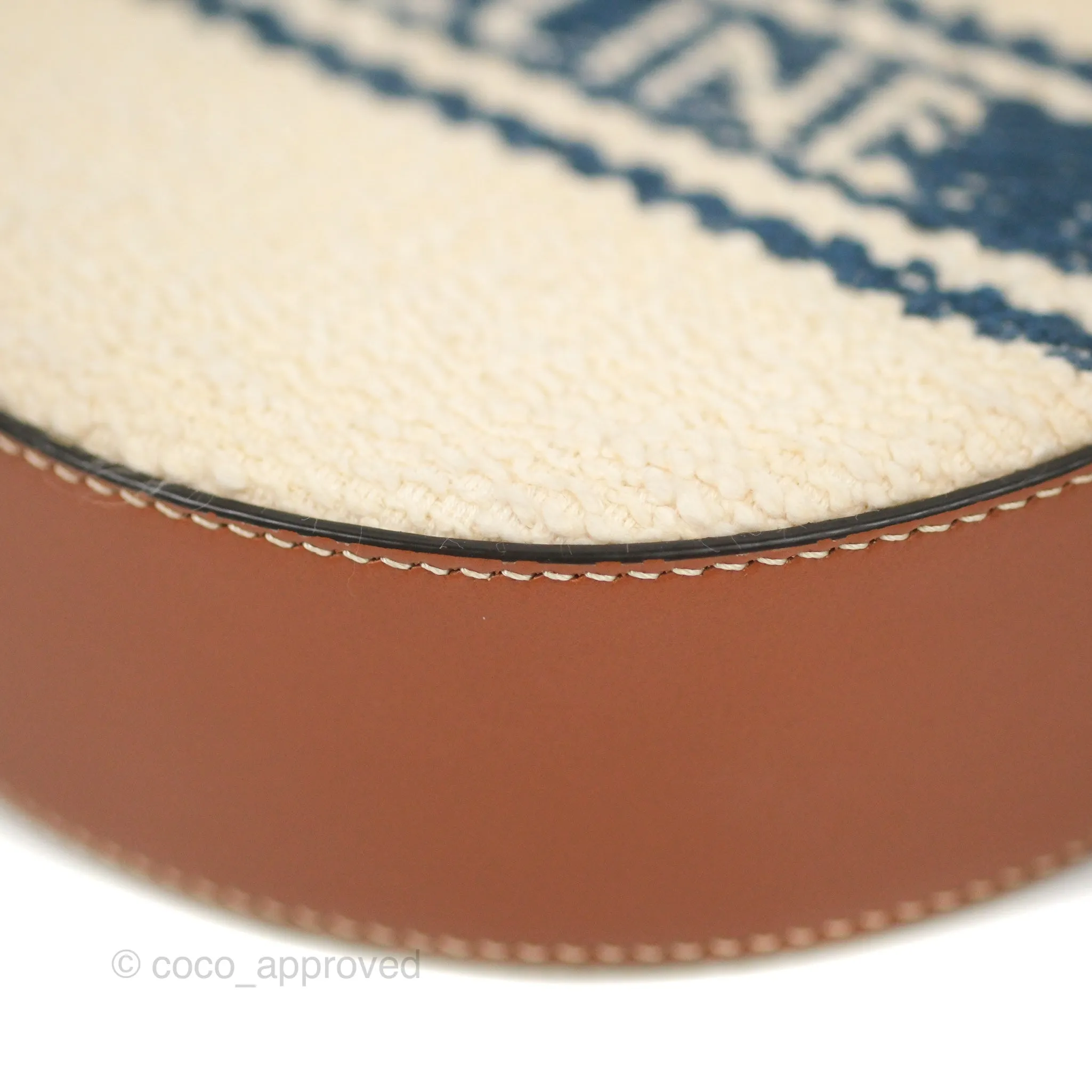 Celine Perth Embroidered Blue Cream Round Mini Crossbody Bag