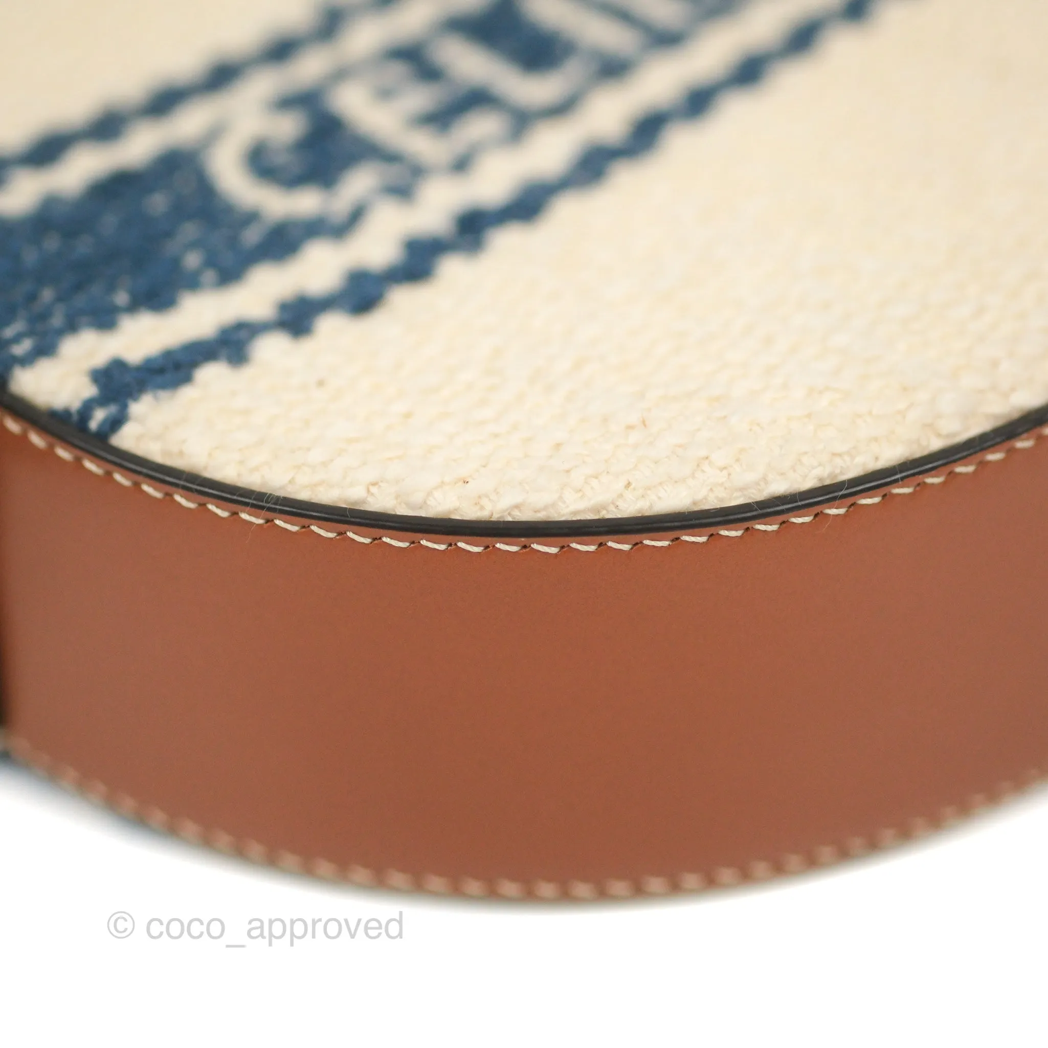 Celine Perth Embroidered Blue Cream Round Mini Crossbody Bag