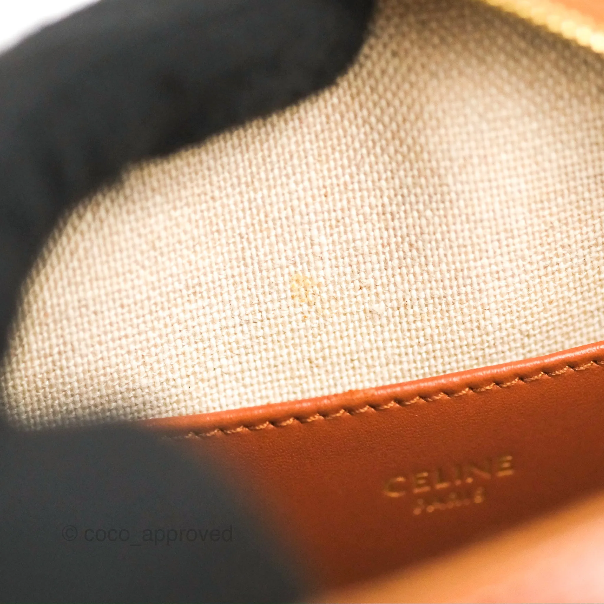 Celine Perth Embroidered Blue Cream Round Mini Crossbody Bag