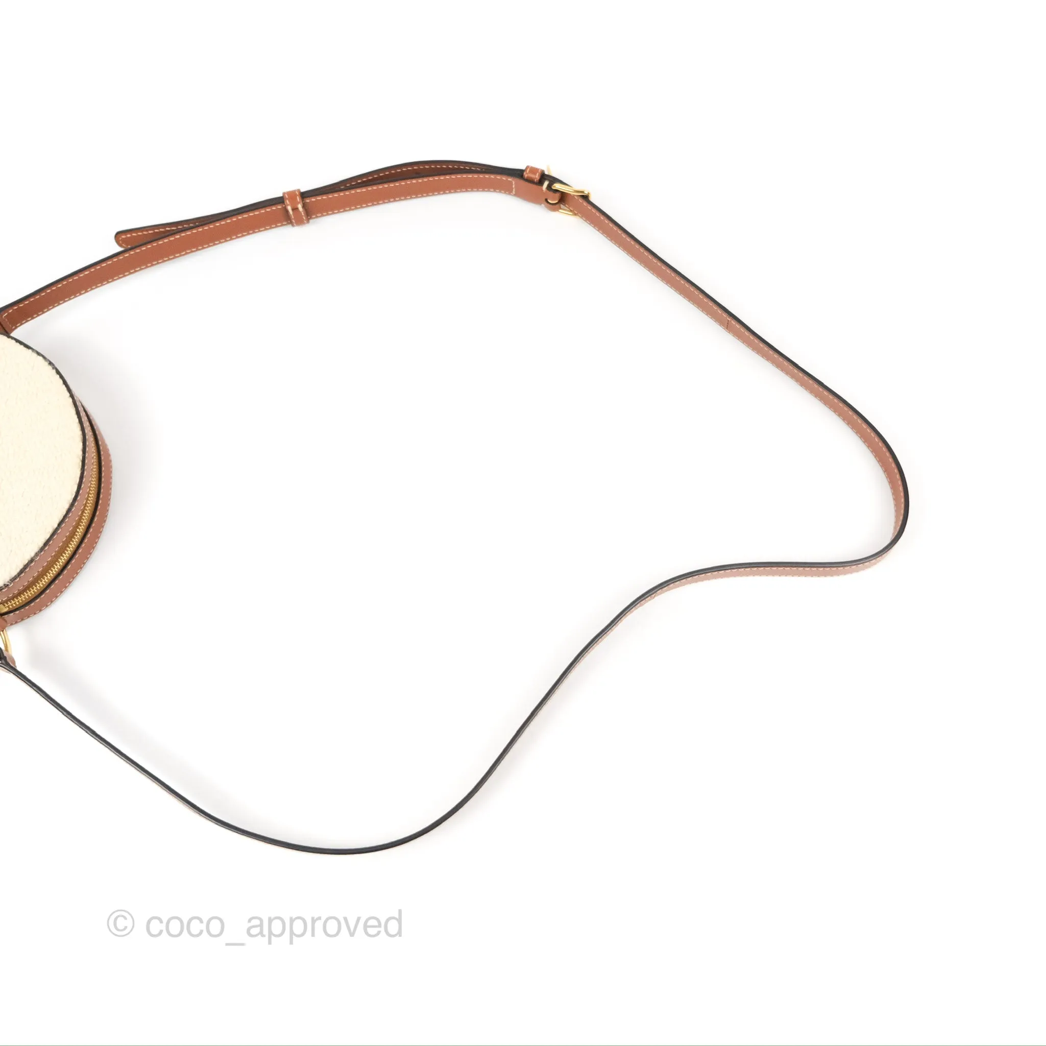 Celine Perth Embroidered Blue Cream Round Mini Crossbody Bag