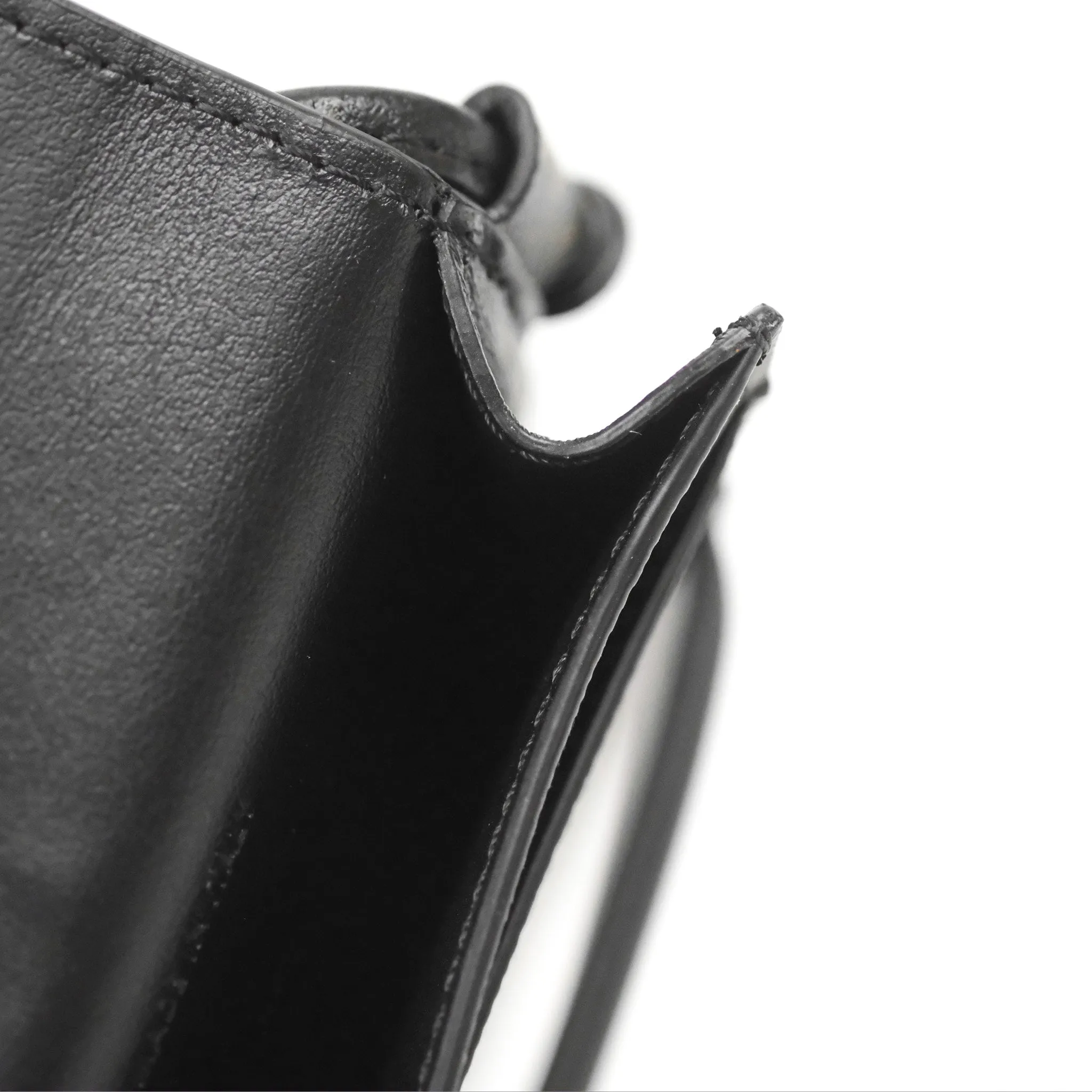 Celine Phone Pouch with Flap Black Triomphe Canvas Lambskin