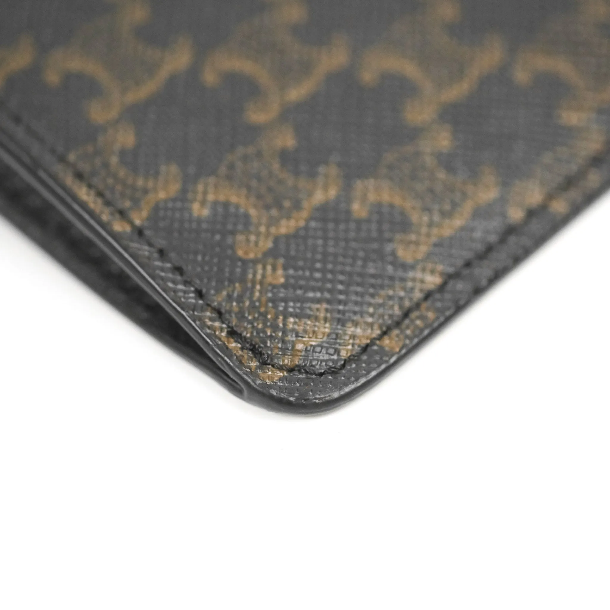 Celine Phone Pouch with Flap Black Triomphe Canvas Lambskin