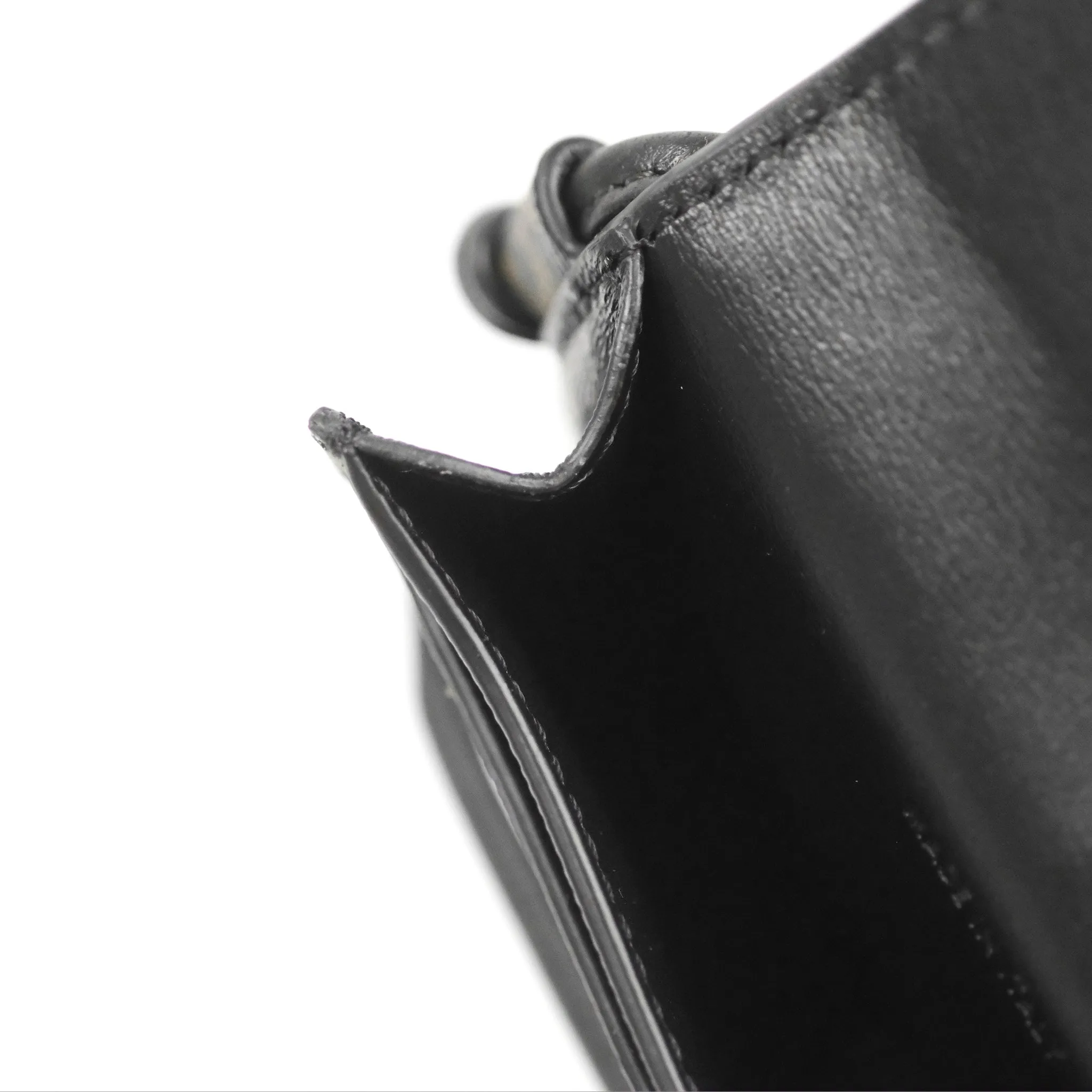 Celine Phone Pouch with Flap Black Triomphe Canvas Lambskin
