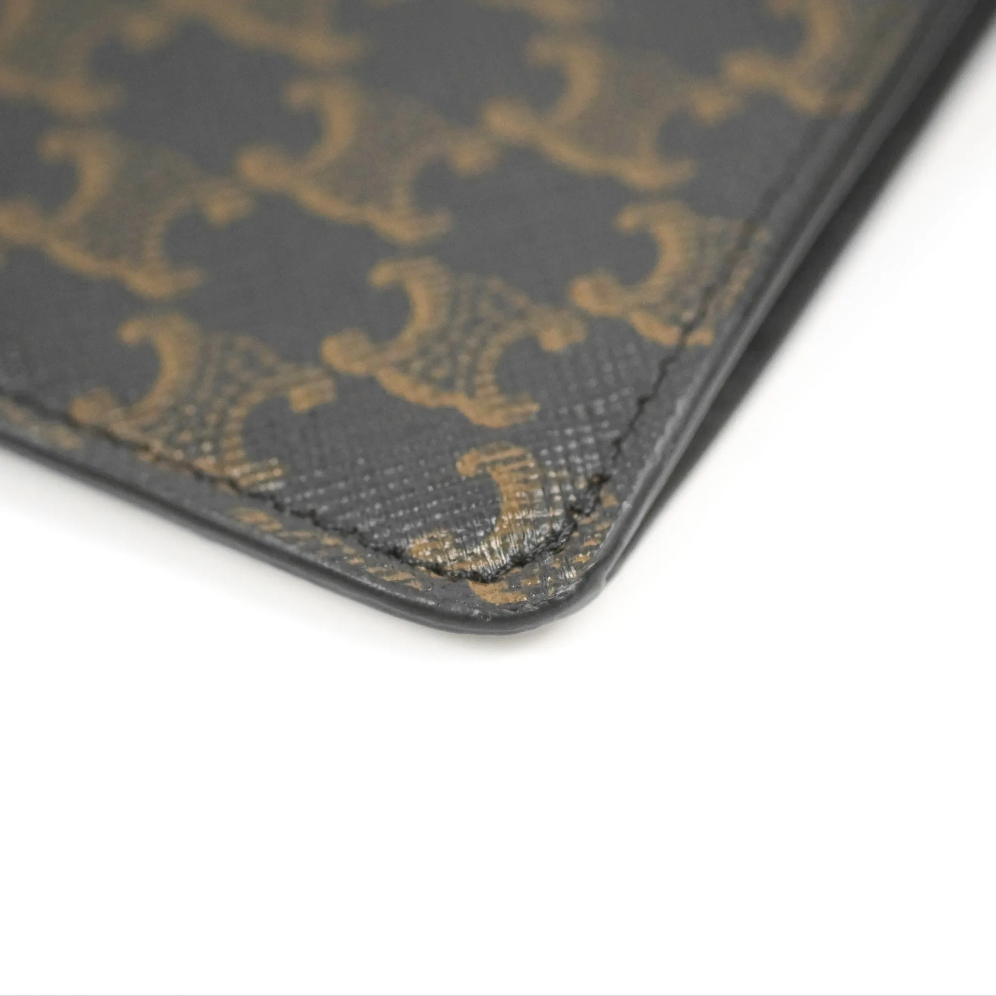 Celine Phone Pouch with Flap Black Triomphe Canvas Lambskin