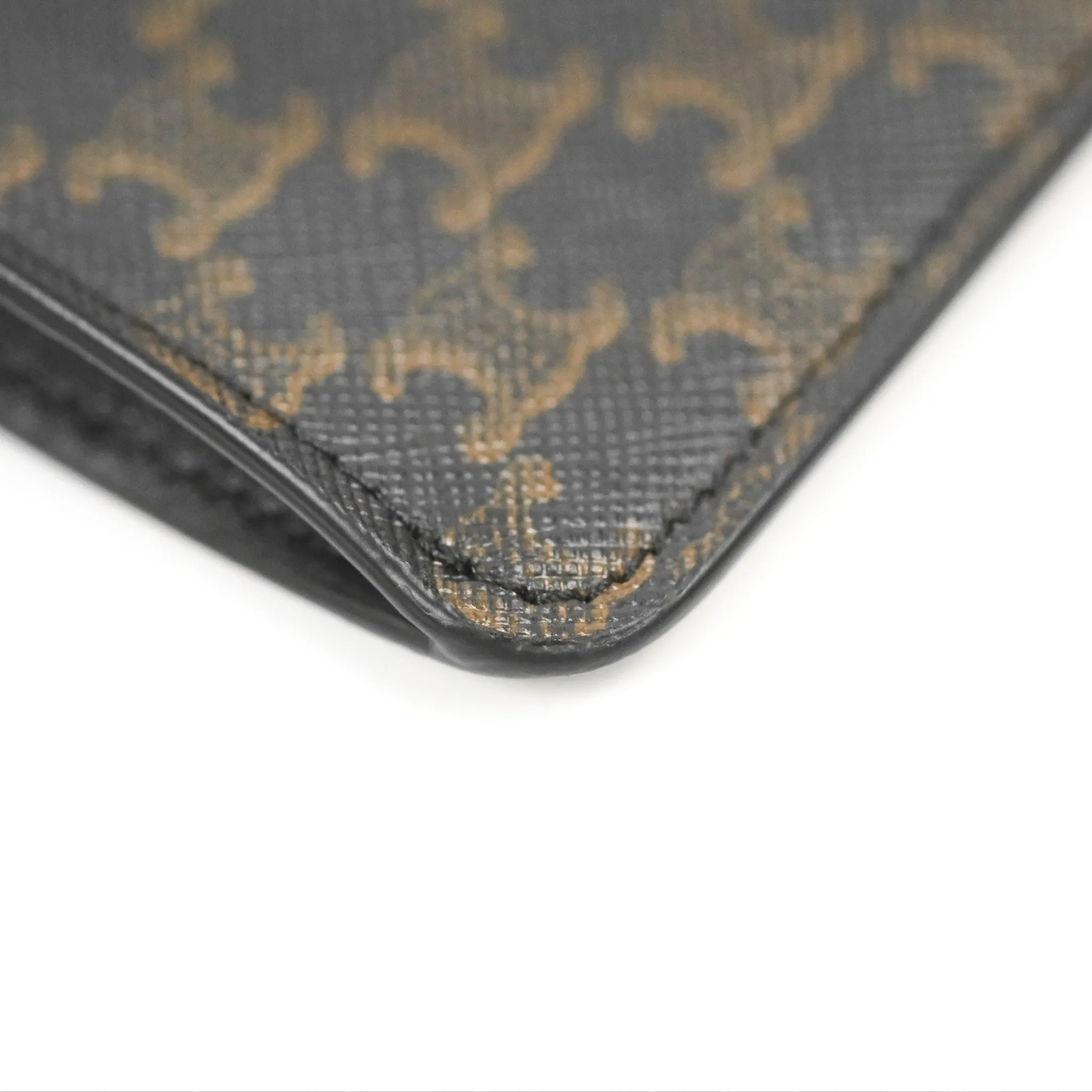Celine Phone Pouch with Flap Black Triomphe Canvas Lambskin