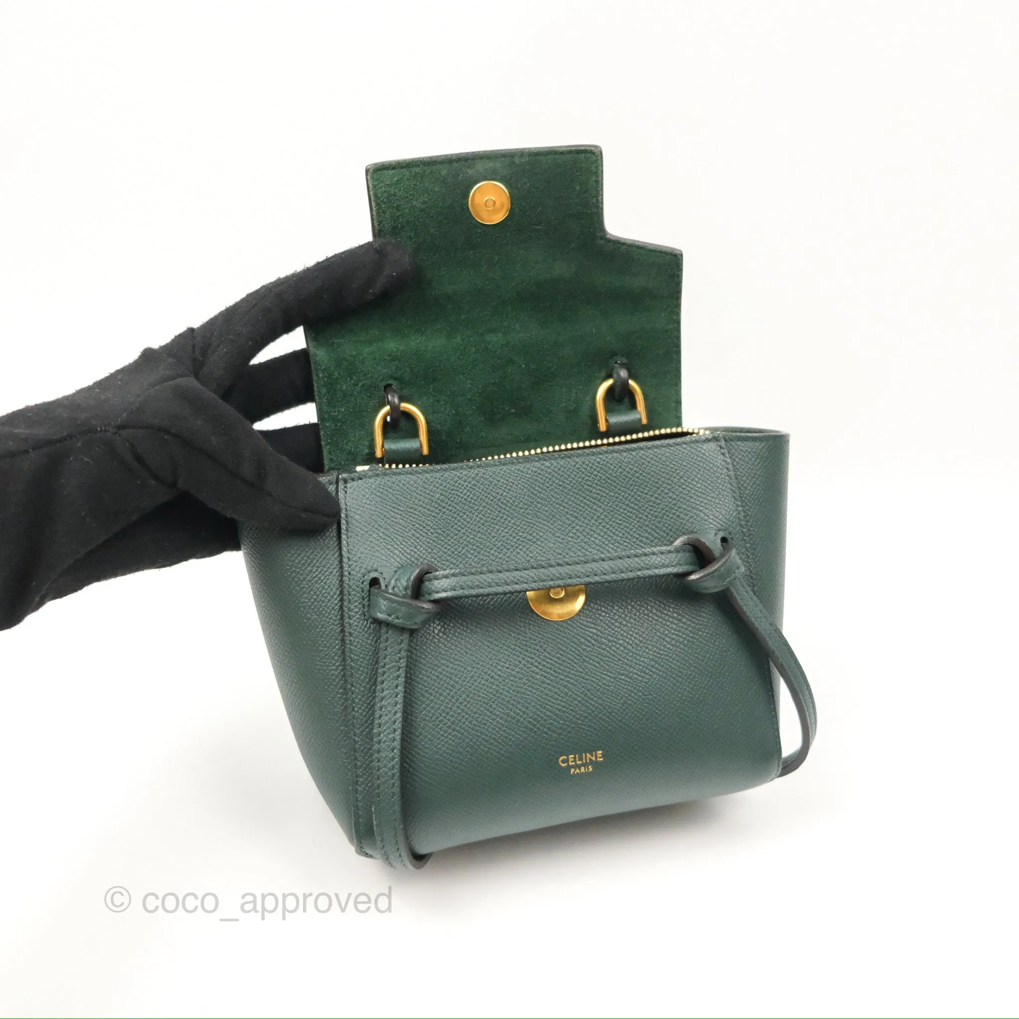 Celine Pico Belt Bag Amazone Green Grained Calfskin Gold Hardware