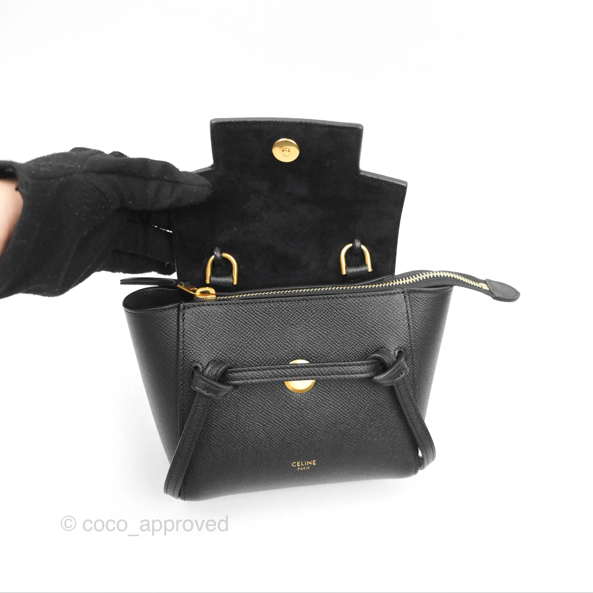 Celine Pico Belt Bag Black Grained Calfskin Gold Hardware