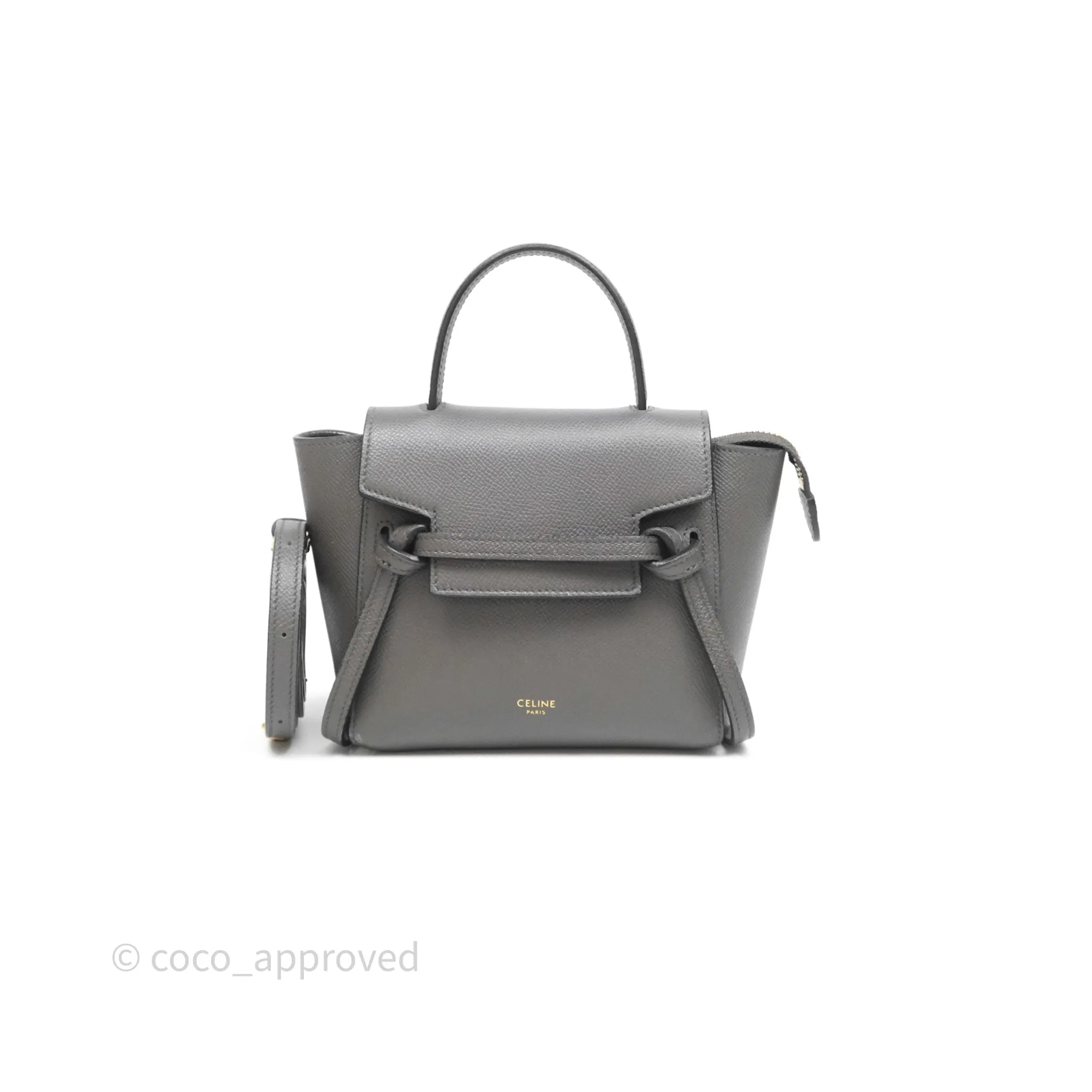 Celine Pico Belt Bag Grey Grained Calfskin Gold Hardware
