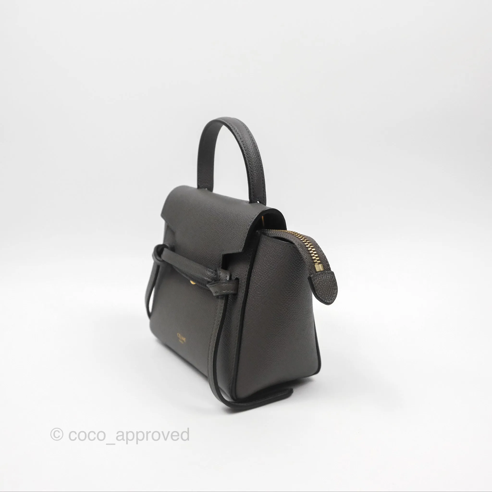 Celine Pico Belt Bag Grey Grained Calfskin Gold Hardware