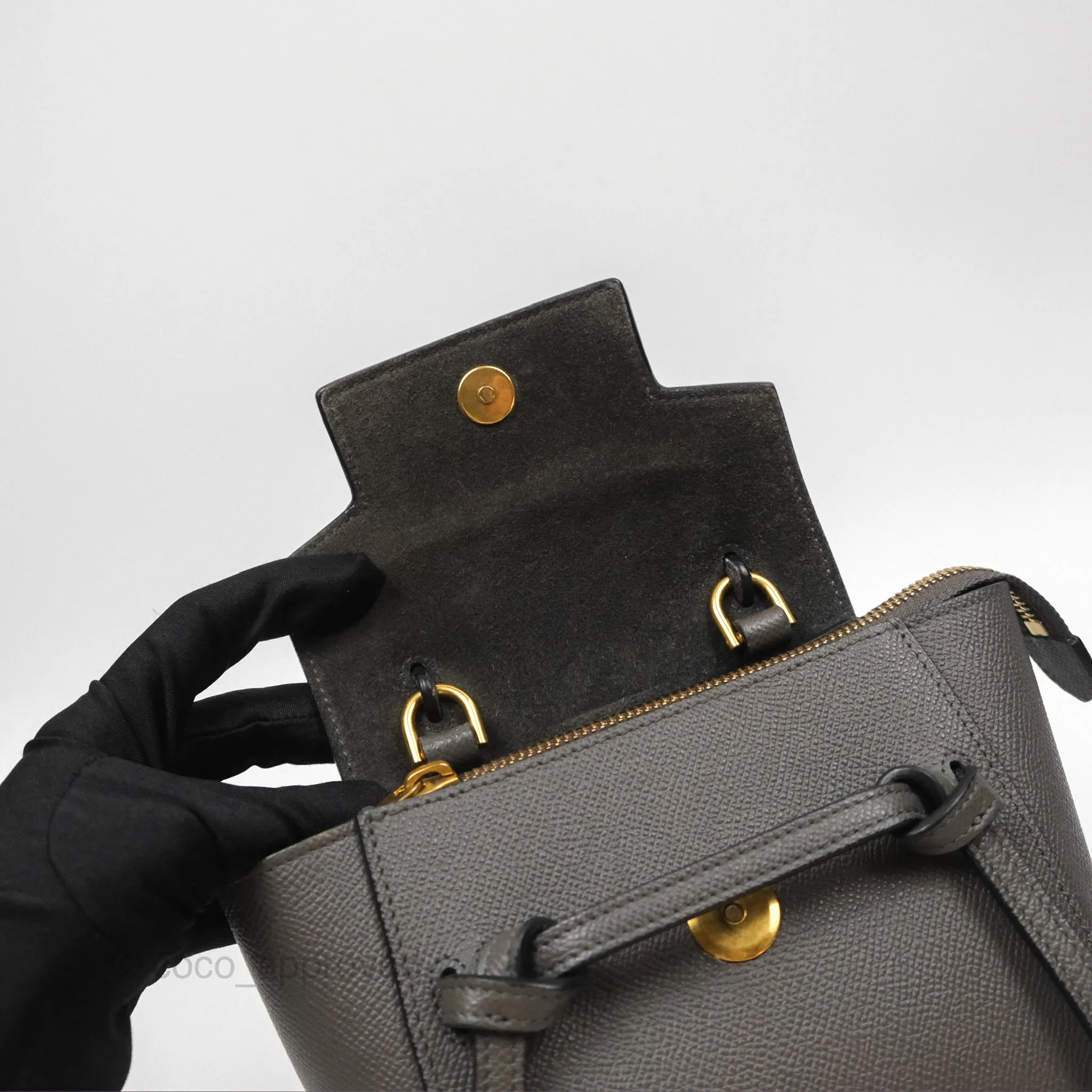Celine Pico Belt Bag Grey Grained Calfskin Gold Hardware