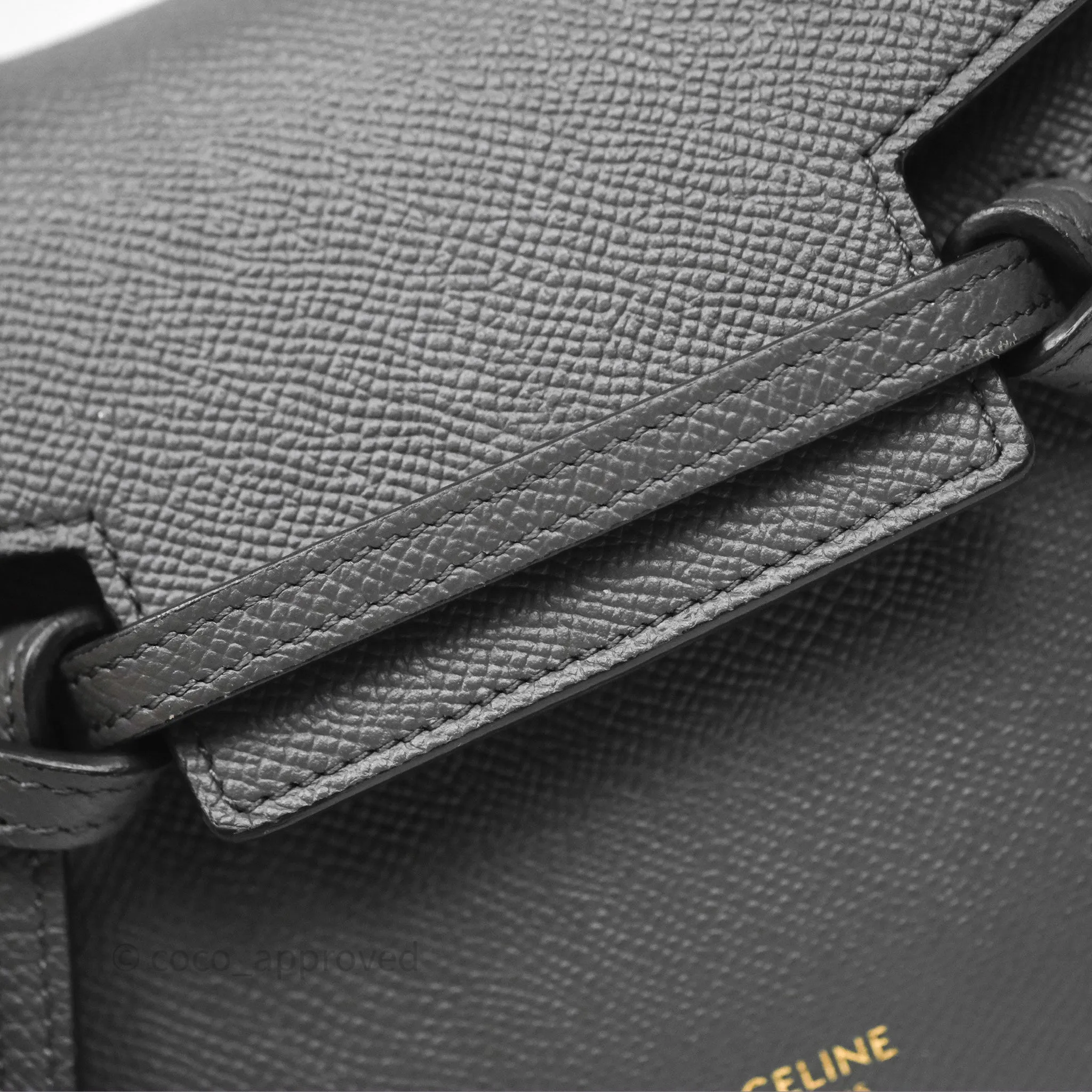 Celine Pico Belt Bag Grey Grained Calfskin Gold Hardware