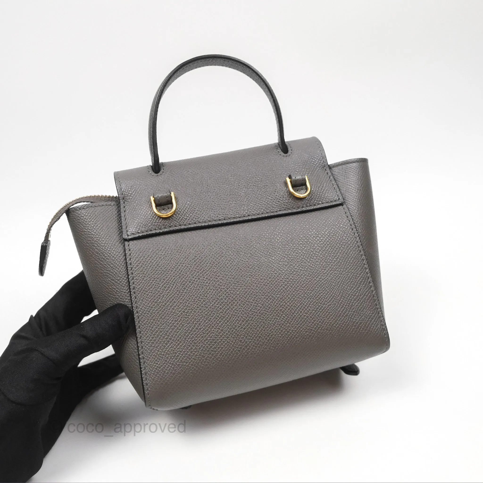 Celine Pico Belt Bag Grey Grained Calfskin Gold Hardware