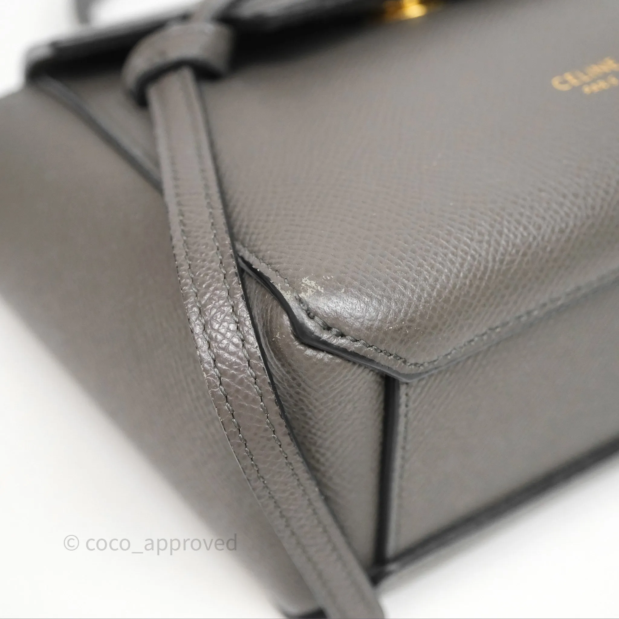 Celine Pico Belt Bag Grey Grained Calfskin Gold Hardware