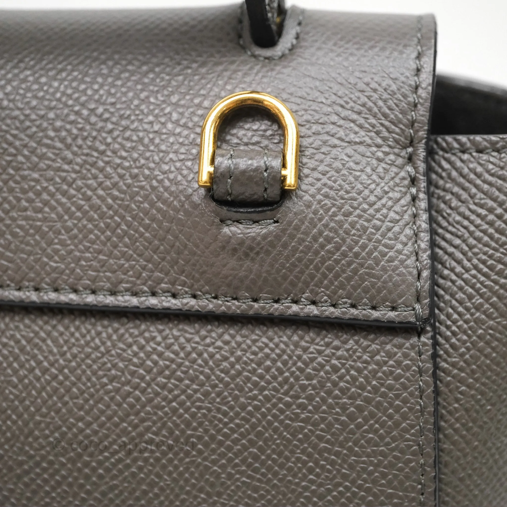 Celine Pico Belt Bag Grey Grained Calfskin Gold Hardware