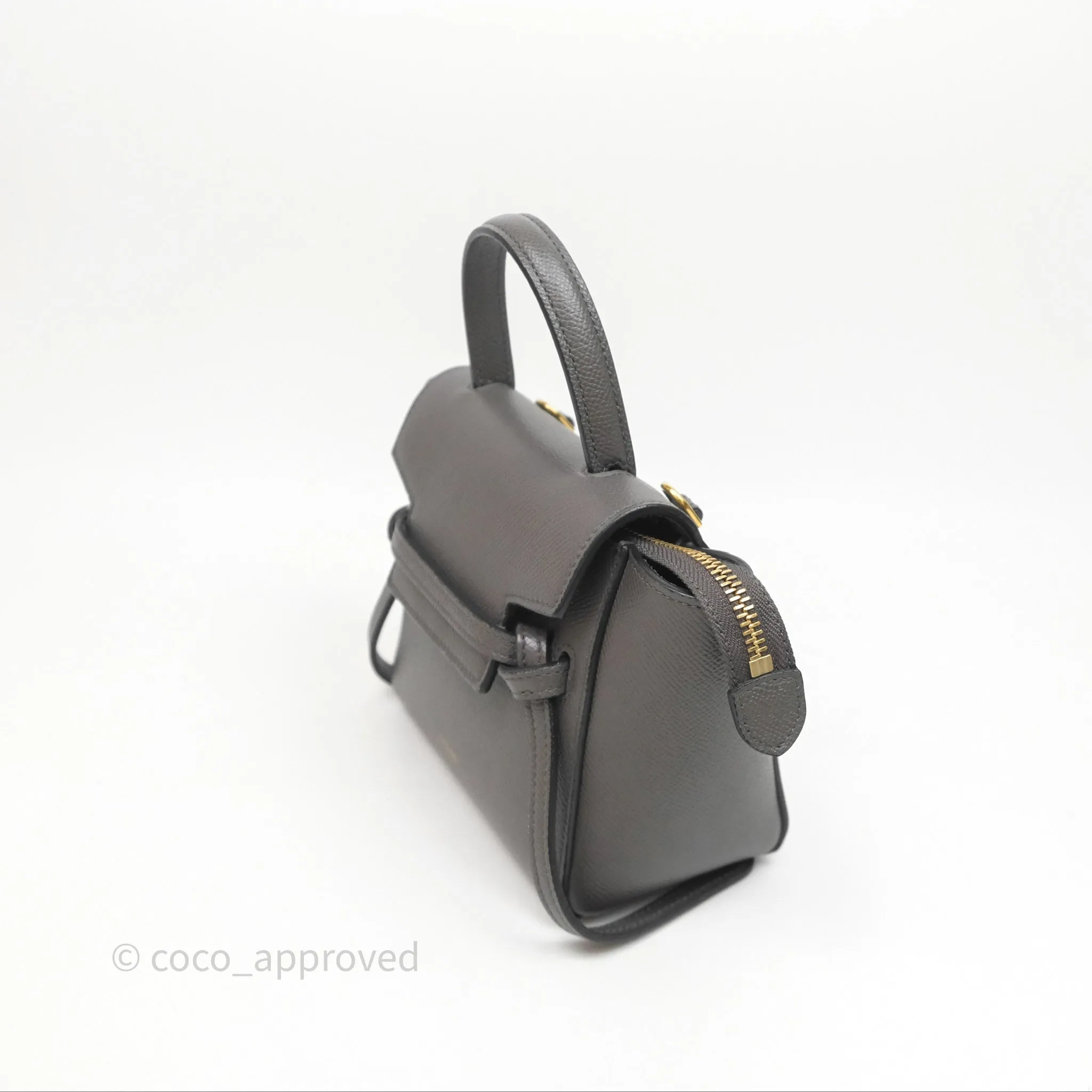 Celine Pico Belt Bag Grey Grained Calfskin Gold Hardware