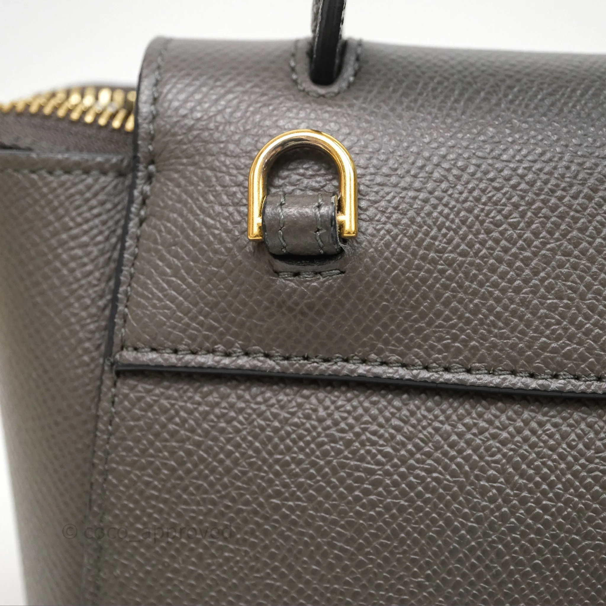 Celine Pico Belt Bag Grey Grained Calfskin Gold Hardware