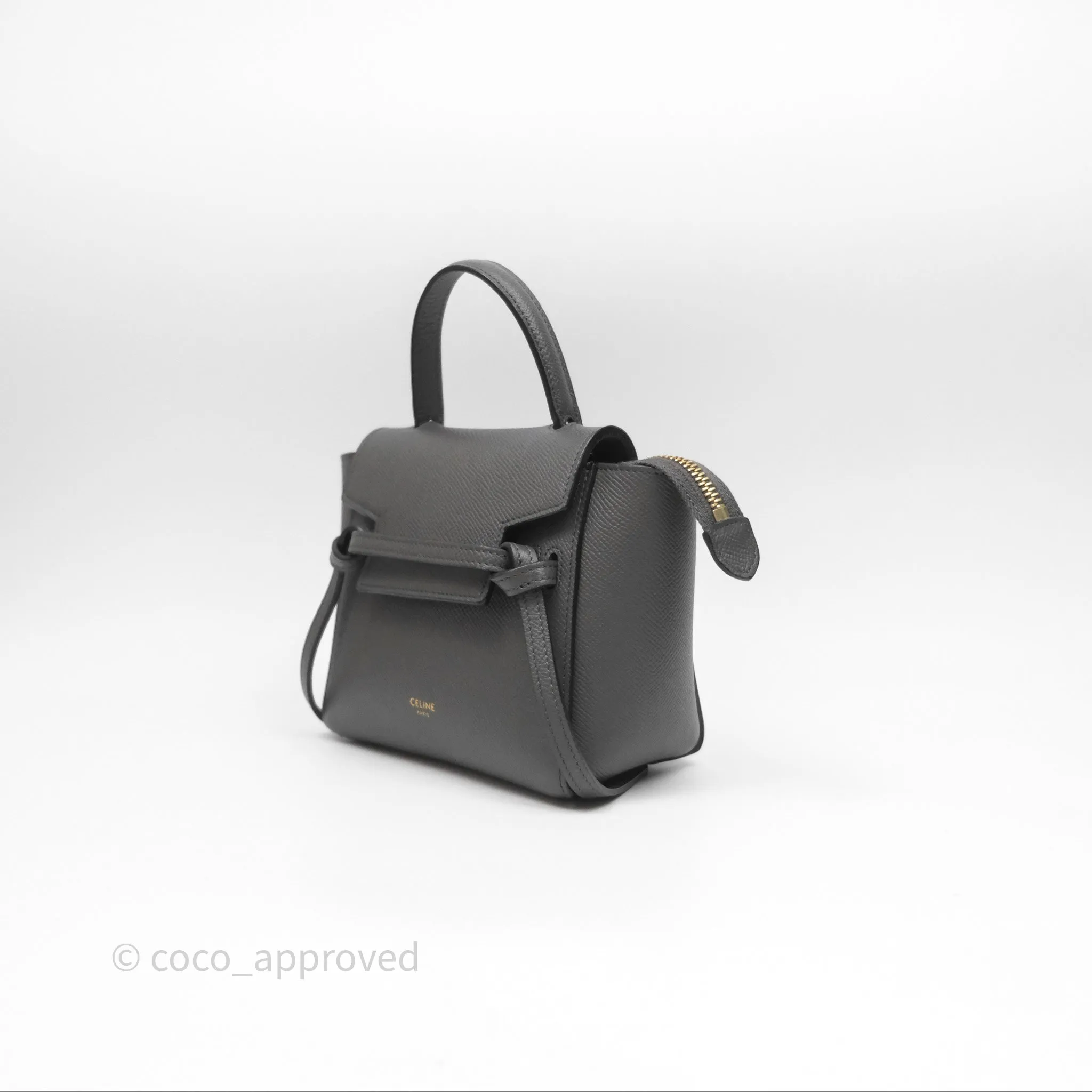 Celine Pico Belt Bag Grey Grained Calfskin Gold Hardware