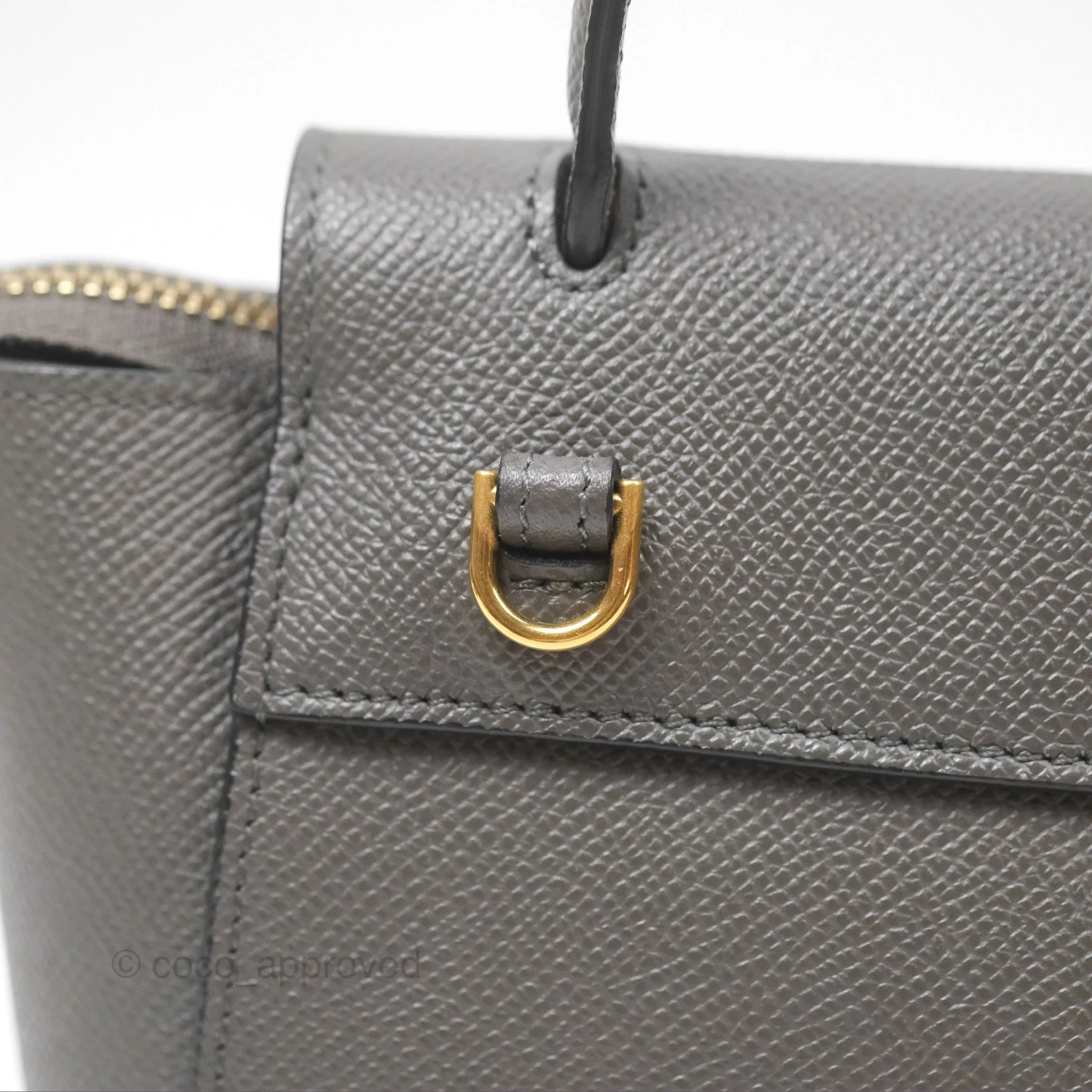 Celine Pico Belt Bag Grey Grained Calfskin Gold Hardware