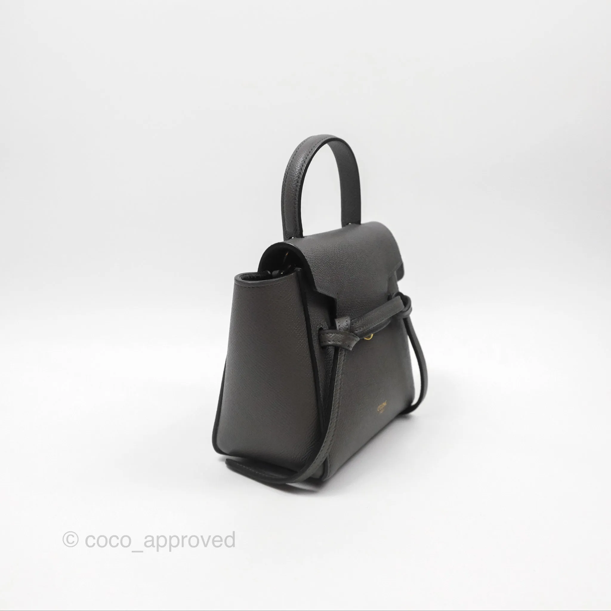 Celine Pico Belt Bag Grey Grained Calfskin Gold Hardware