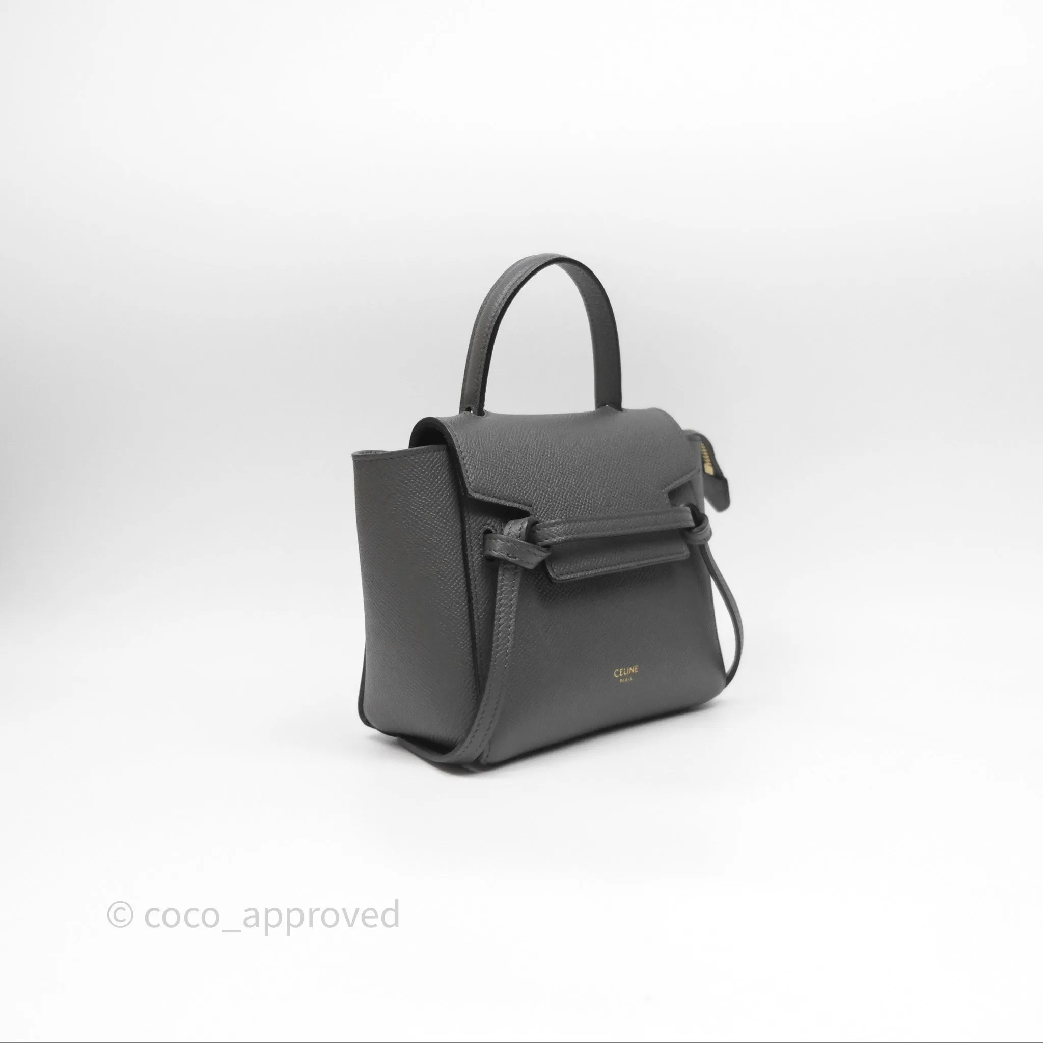 Celine Pico Belt Bag Grey Grained Calfskin Gold Hardware