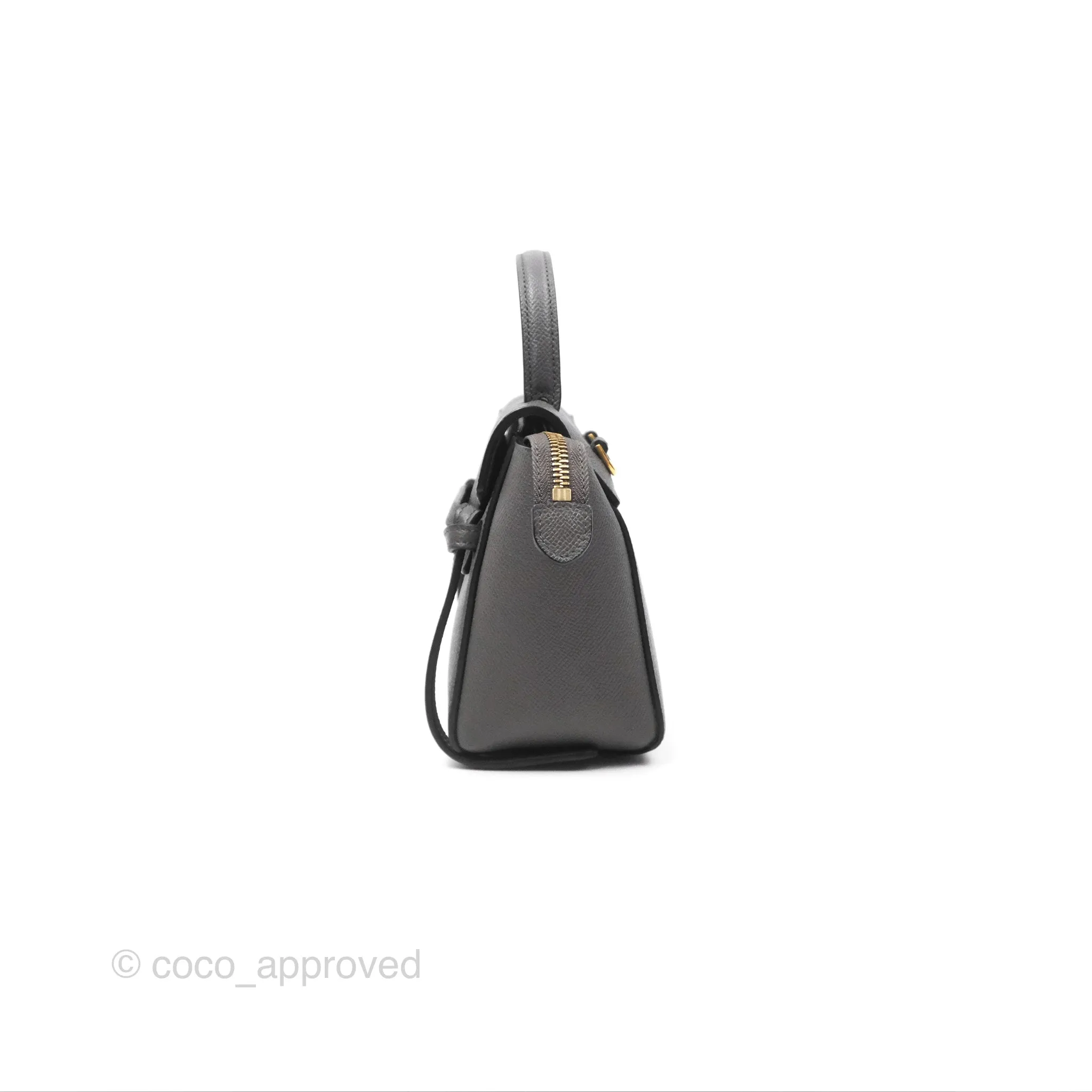 Celine Pico Belt Bag Grey Grained Calfskin Gold Hardware