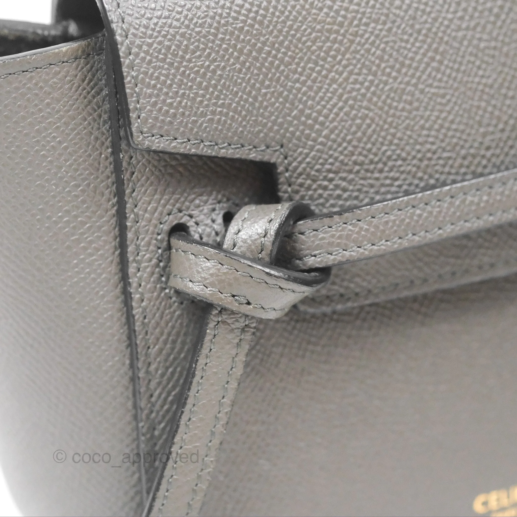 Celine Pico Belt Bag Grey Grained Calfskin Gold Hardware
