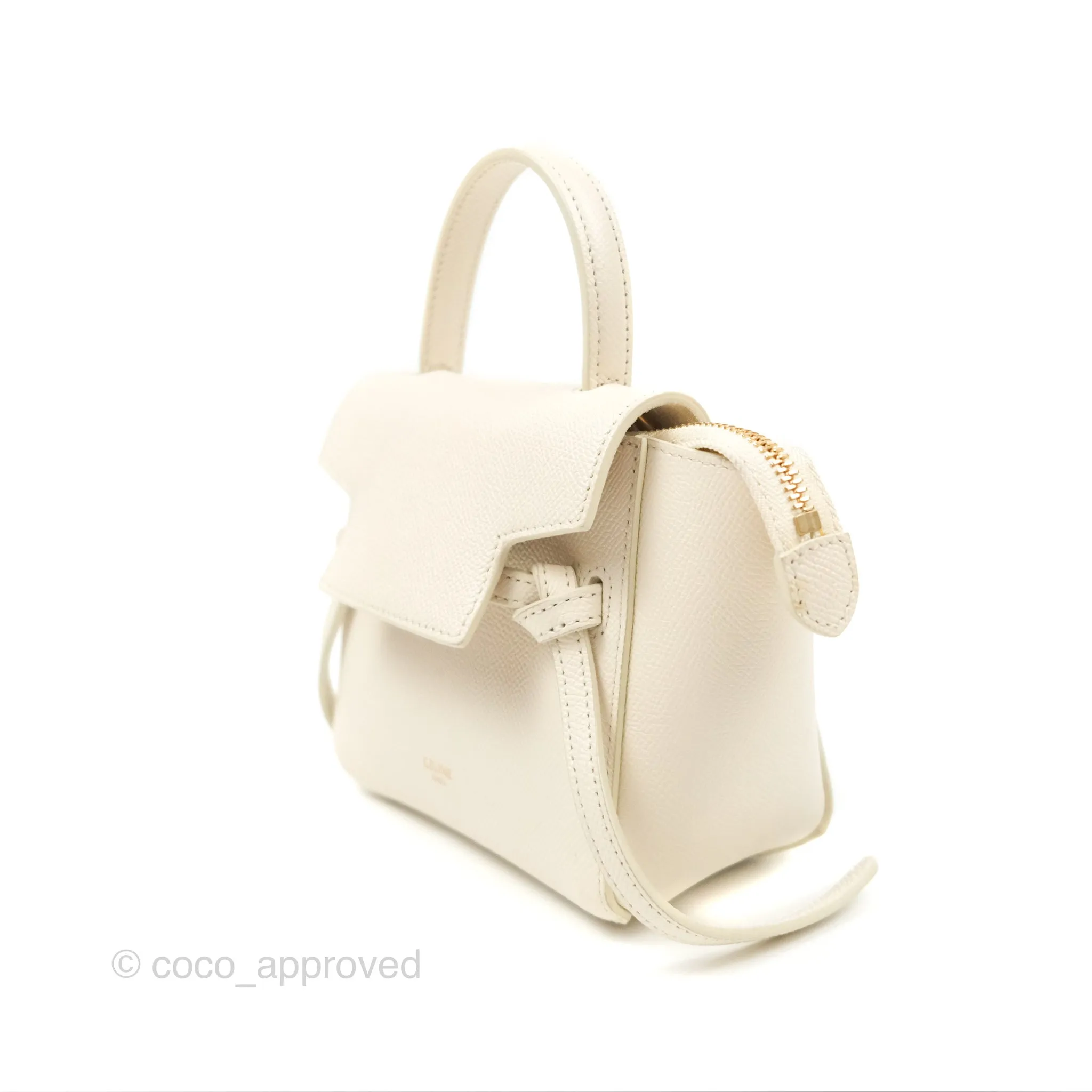 Celine Pico Belt Bag White Grained Calfskin Gold Hardware