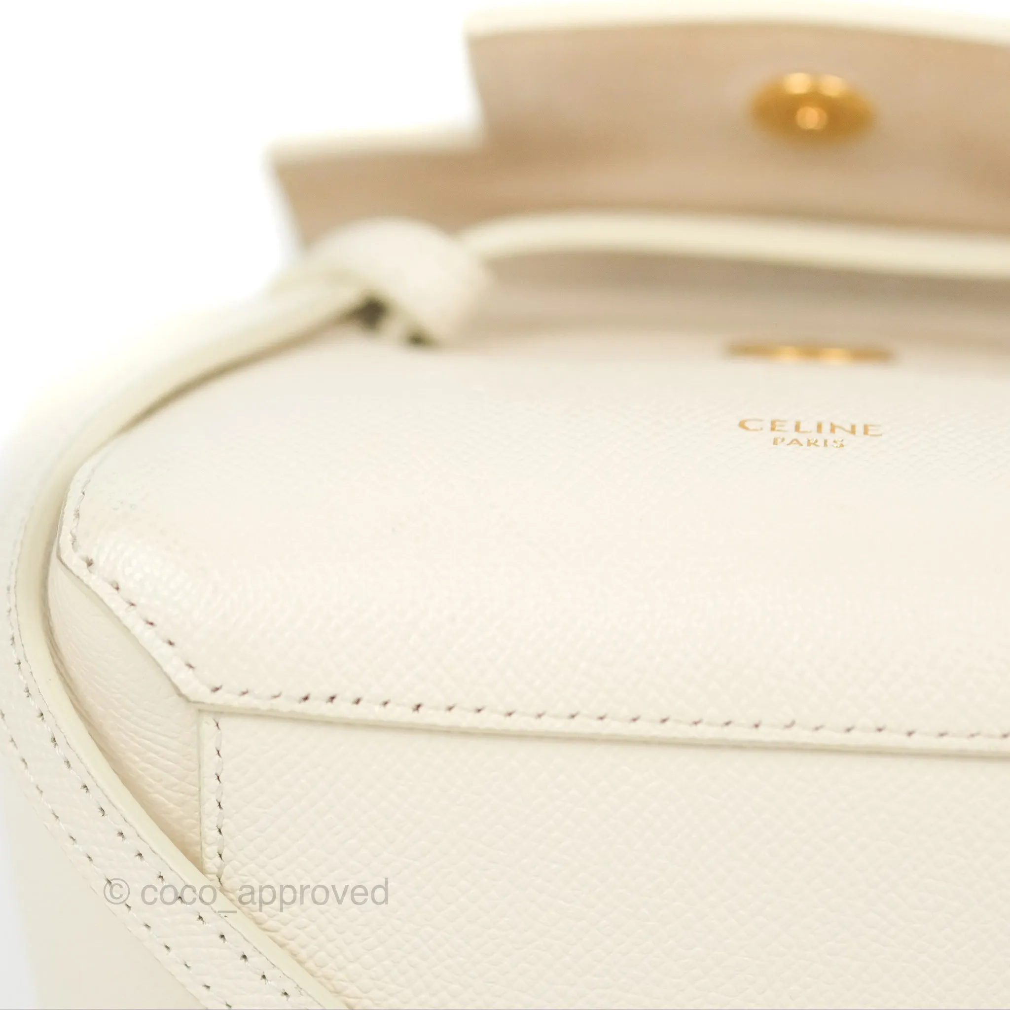 Celine Pico Belt Bag White Grained Calfskin Gold Hardware