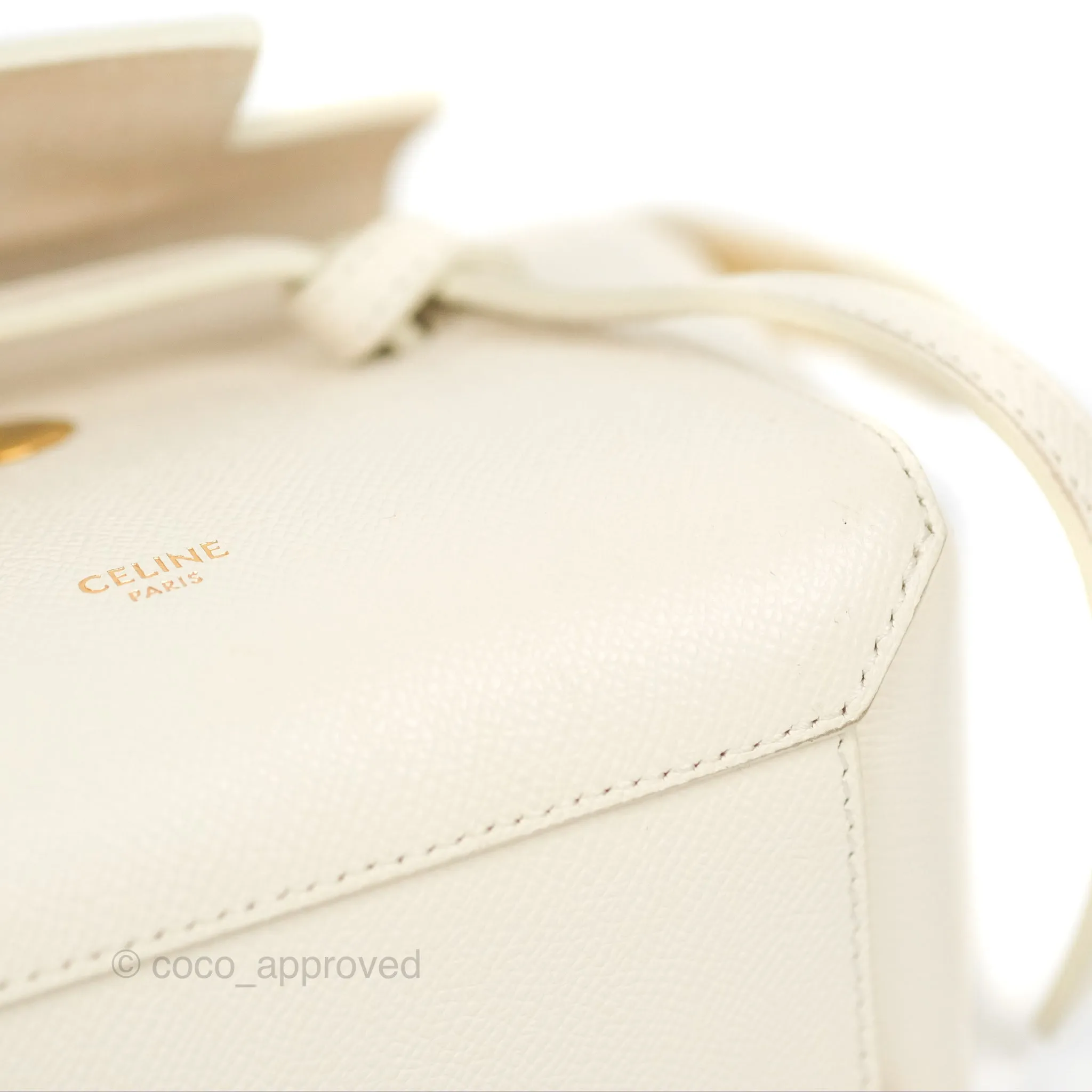 Celine Pico Belt Bag White Grained Calfskin Gold Hardware