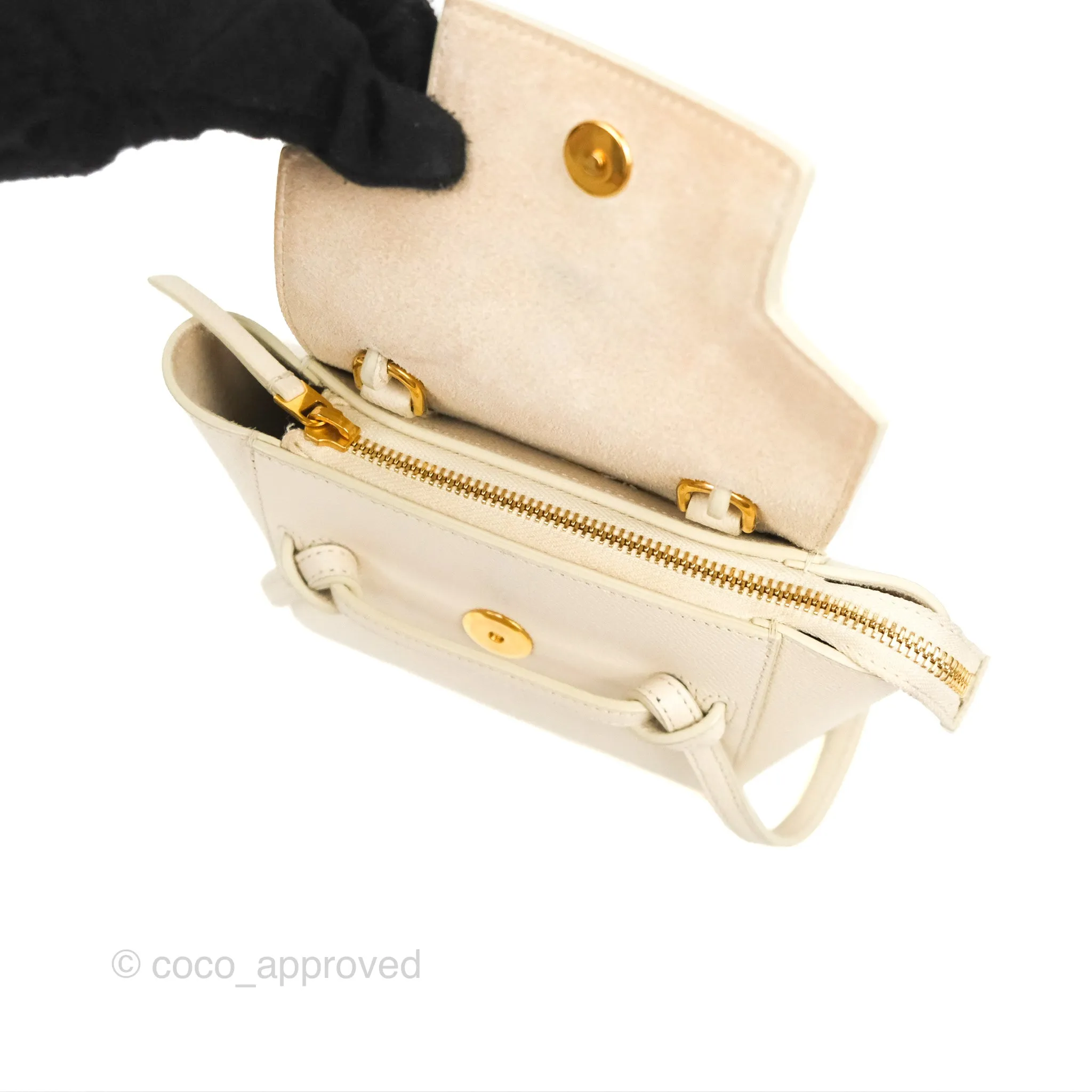 Celine Pico Belt Bag White Grained Calfskin Gold Hardware