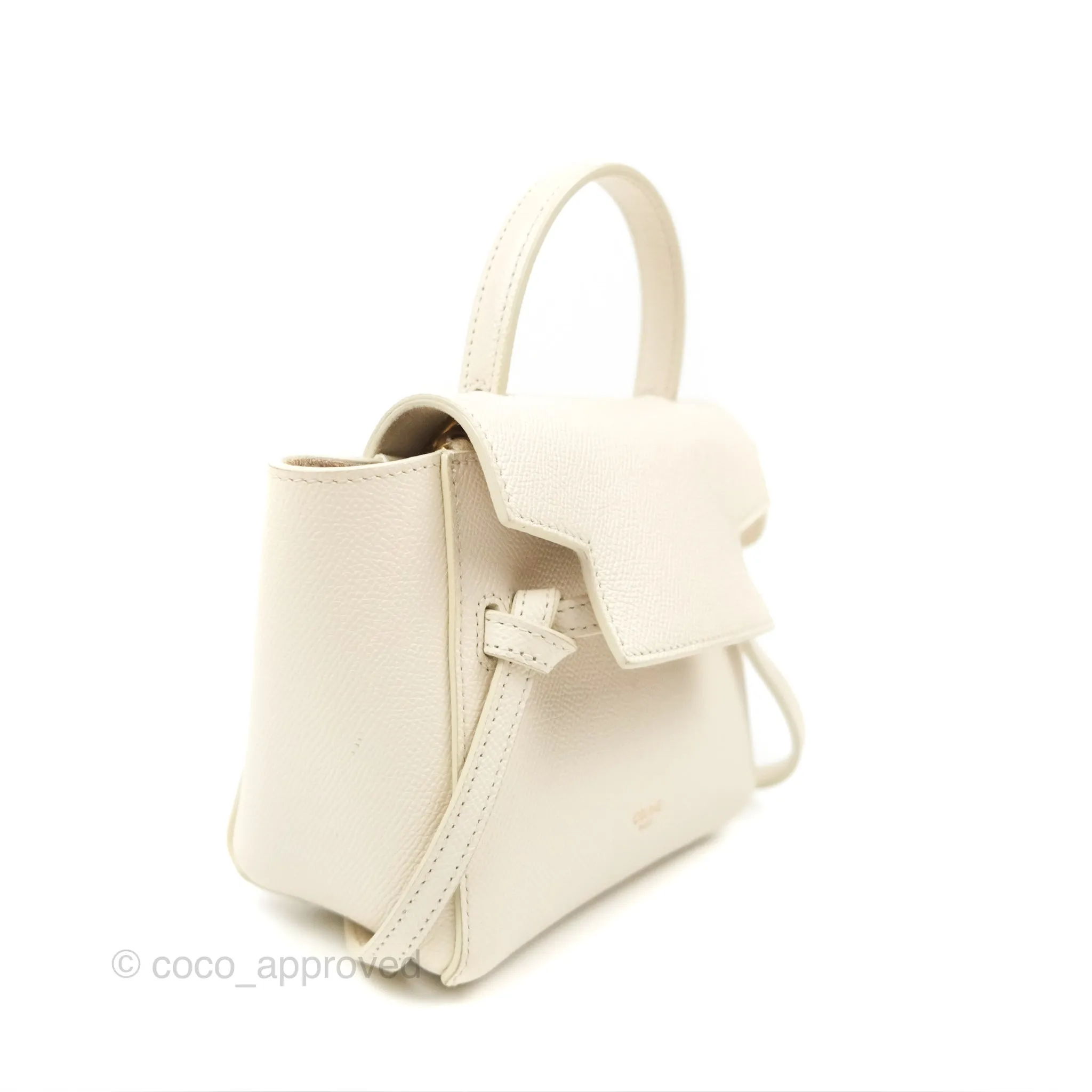Celine Pico Belt Bag White Grained Calfskin Gold Hardware
